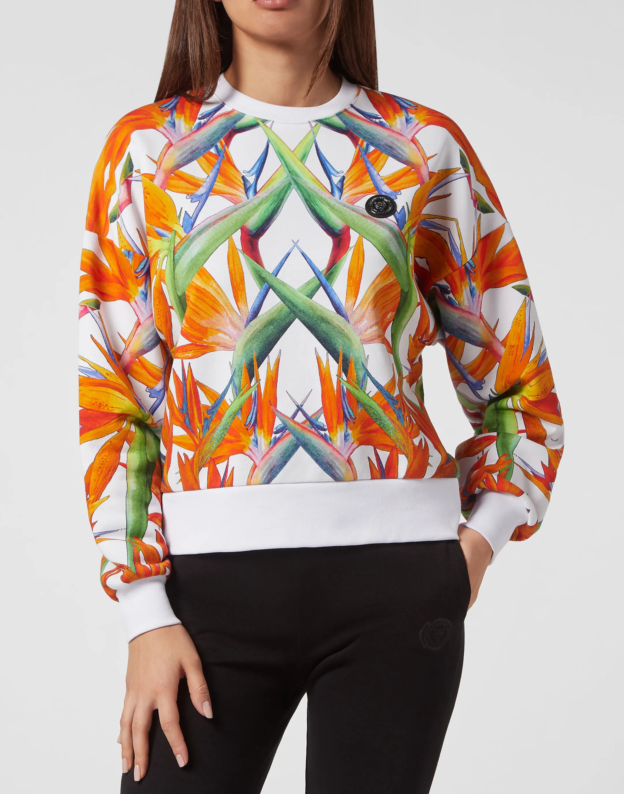 Discount Plein Sport Cropped Sweatshirt Ls White / Multicolored