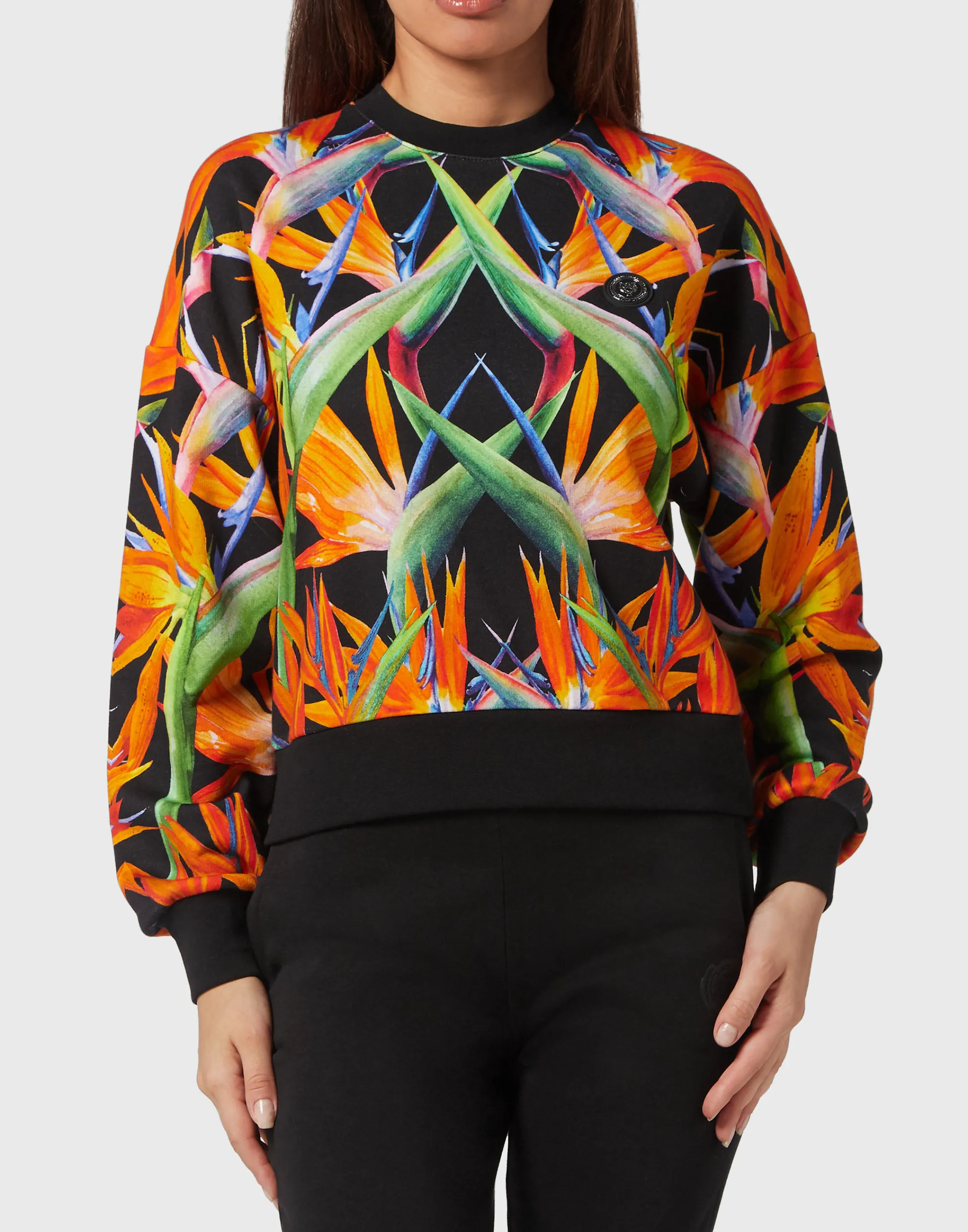 Best Sale Plein Sport Cropped Sweatshirt Ls Black / Multicolored