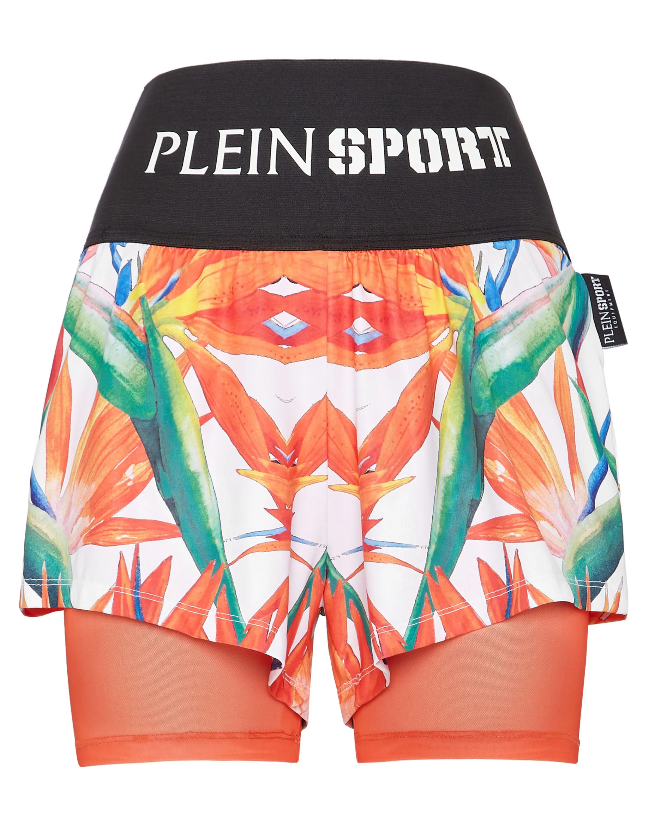 Discount Plein Sport Double-Layered Jogging Shorts White / Multicolored