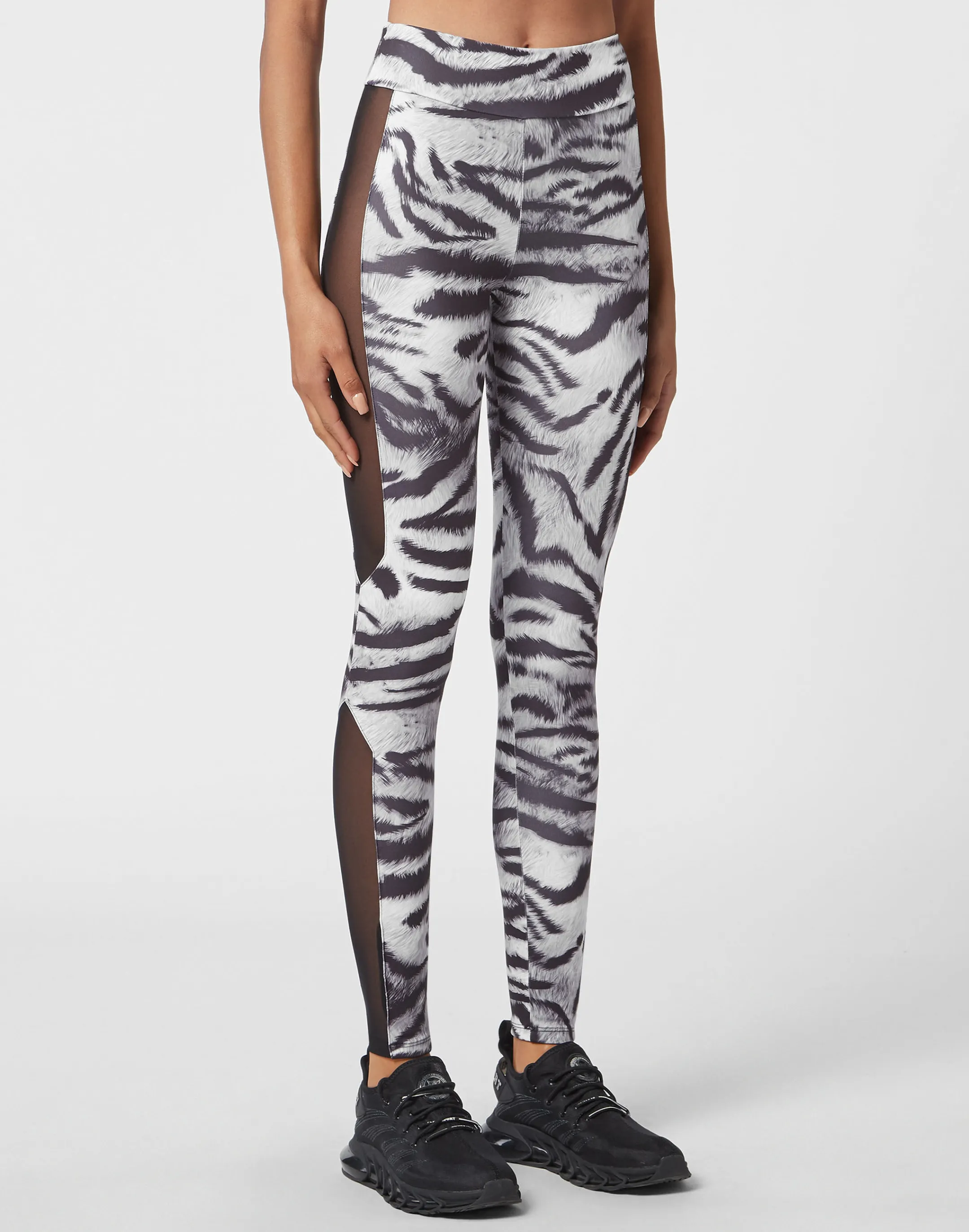 Sale Plein Sport High Waist Leggings Tiger Black / White