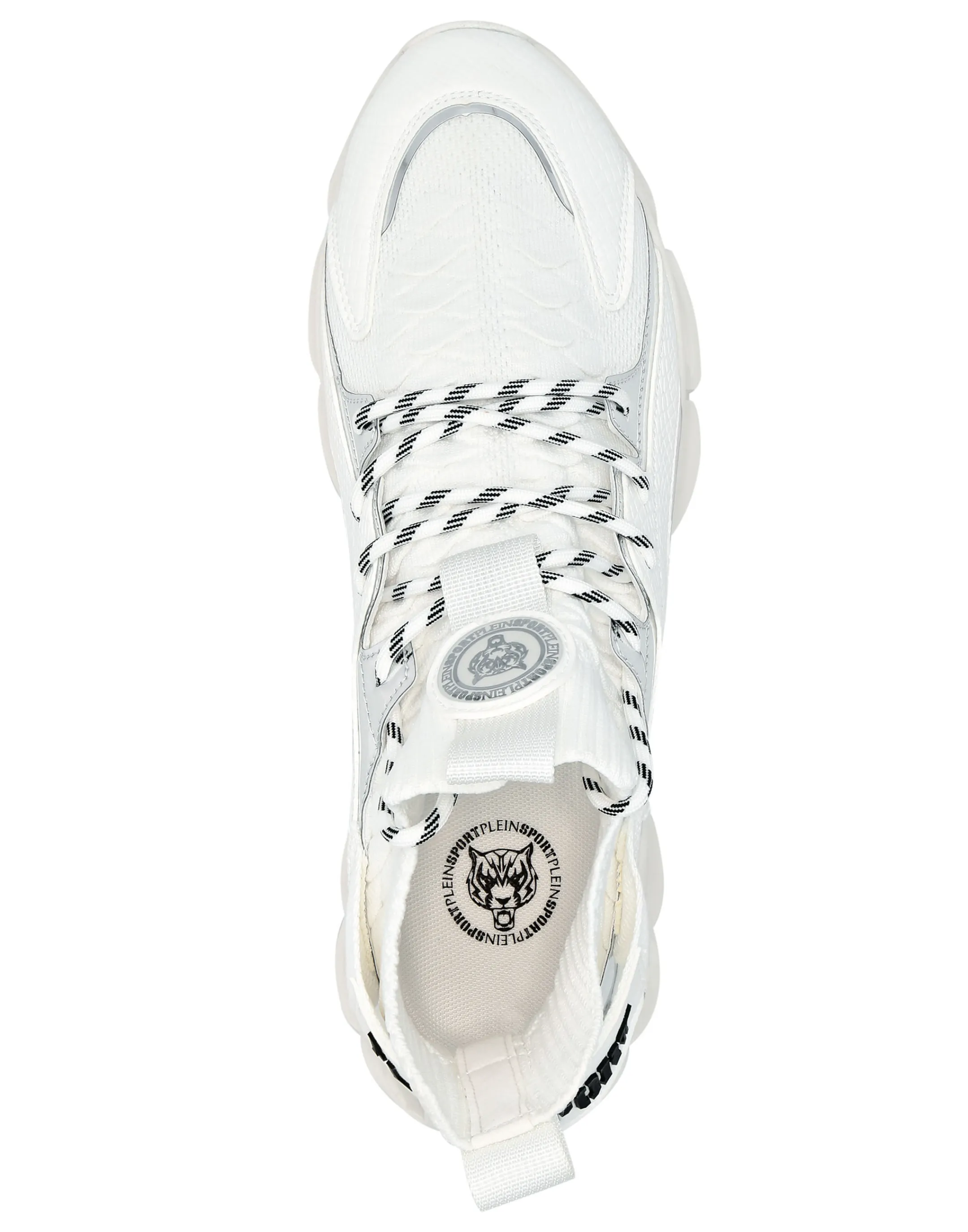 Cheap Plein Sport Hi-Top Runner Tiger White