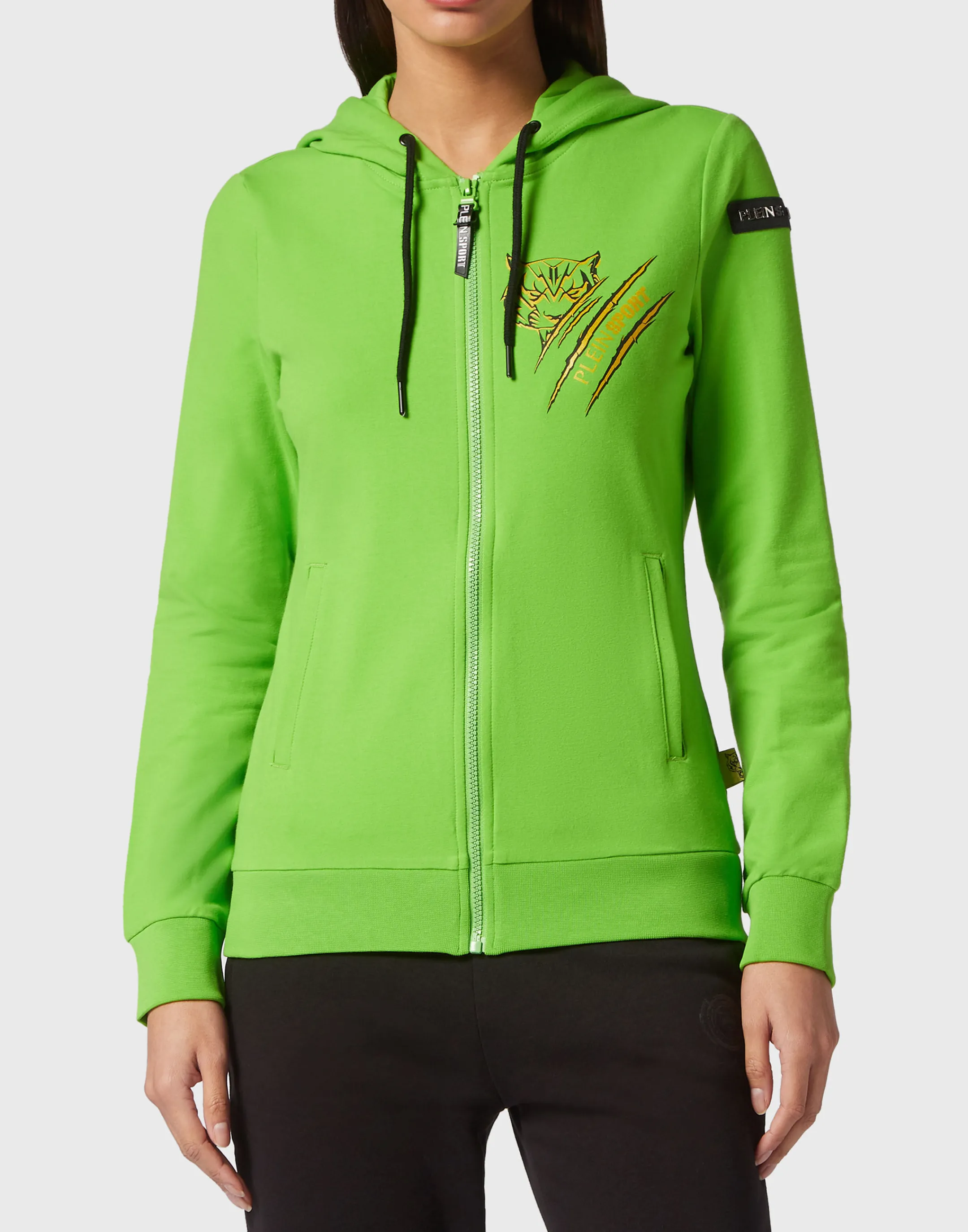 Cheap Plein Sport Hoodie Sweatjacket Green Fluo