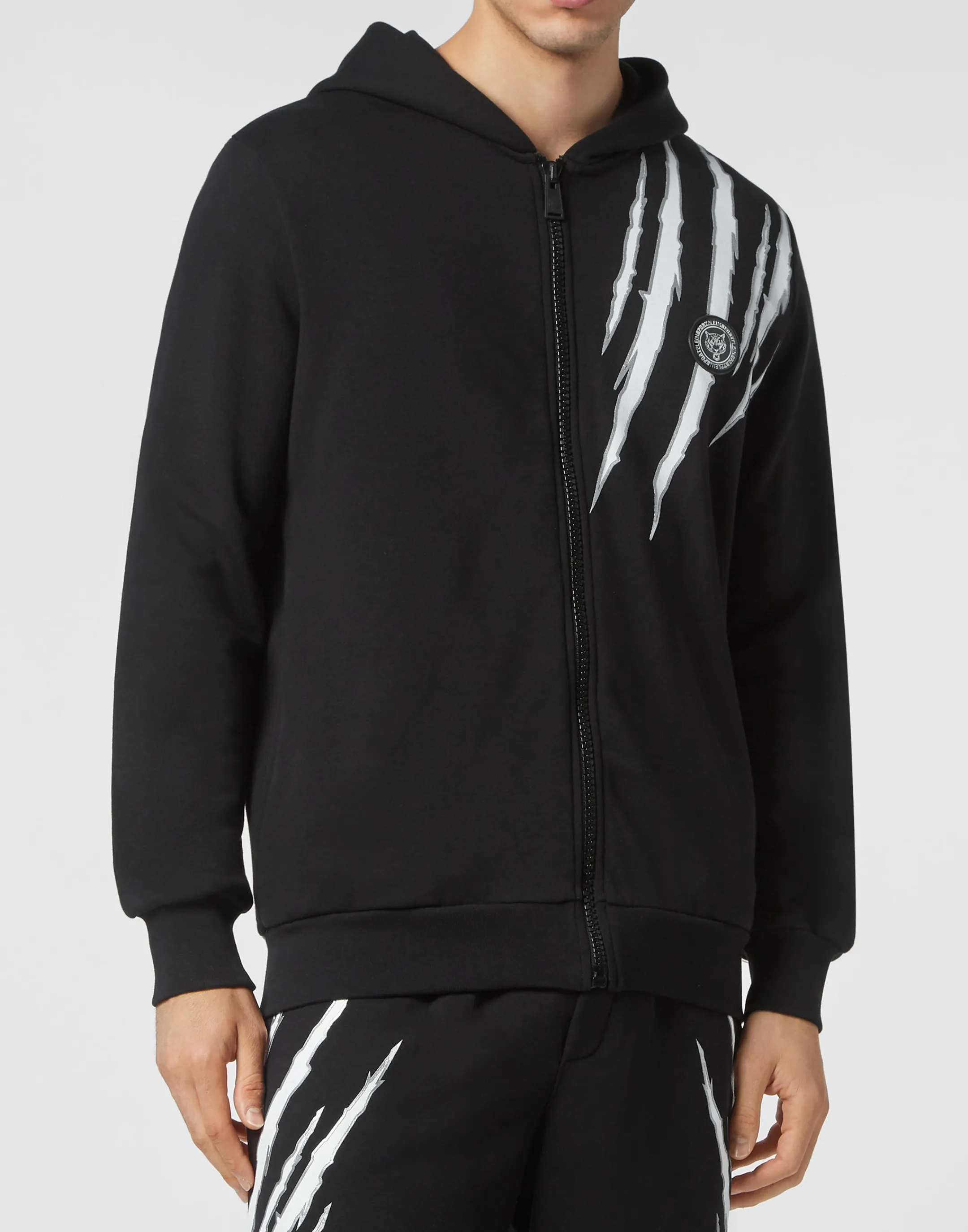 Store Plein Sport Hoodie Sweatjacket Scratch Black / White