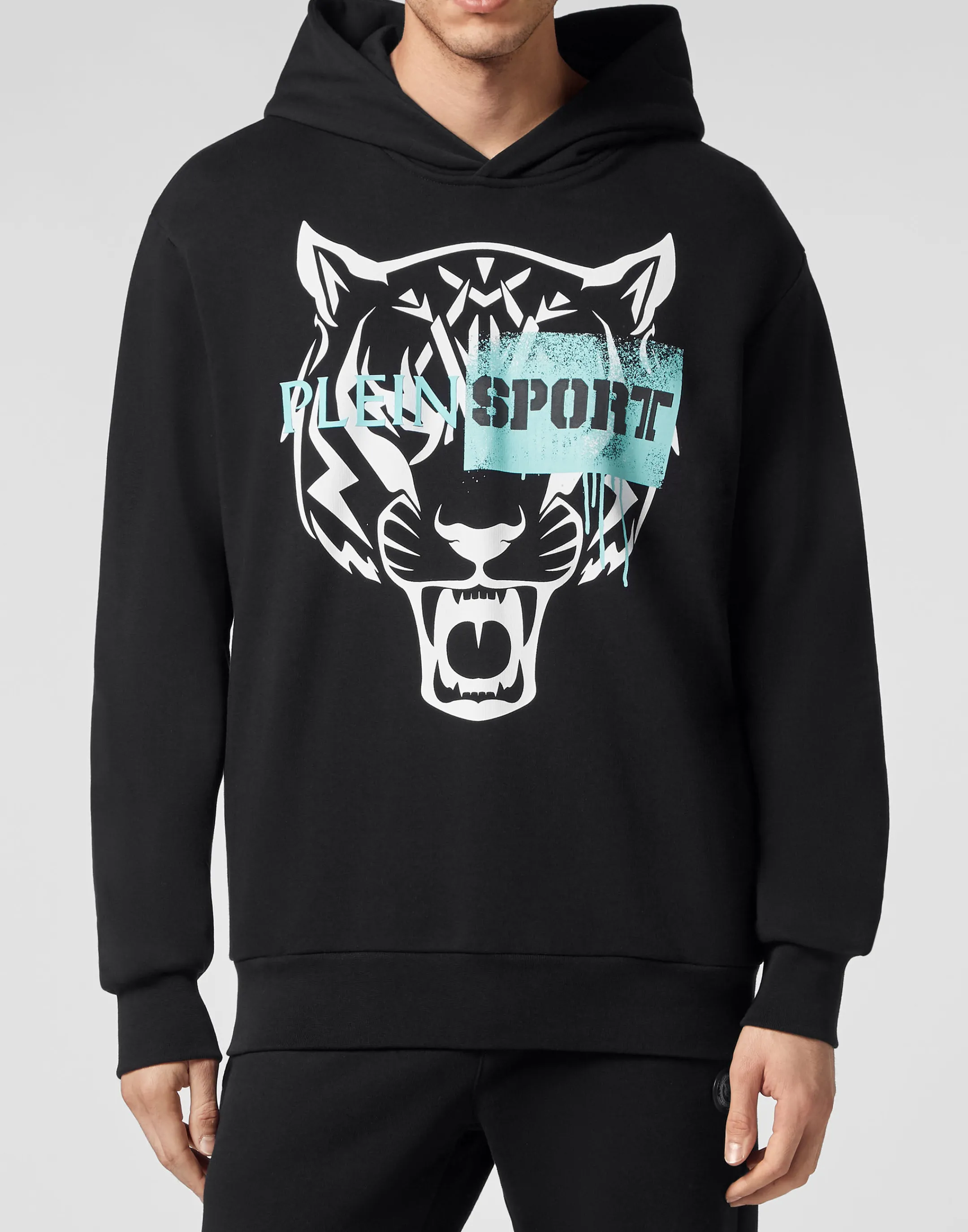 Hot Plein Sport Hoodie Sweatshirt Tiger Black / White