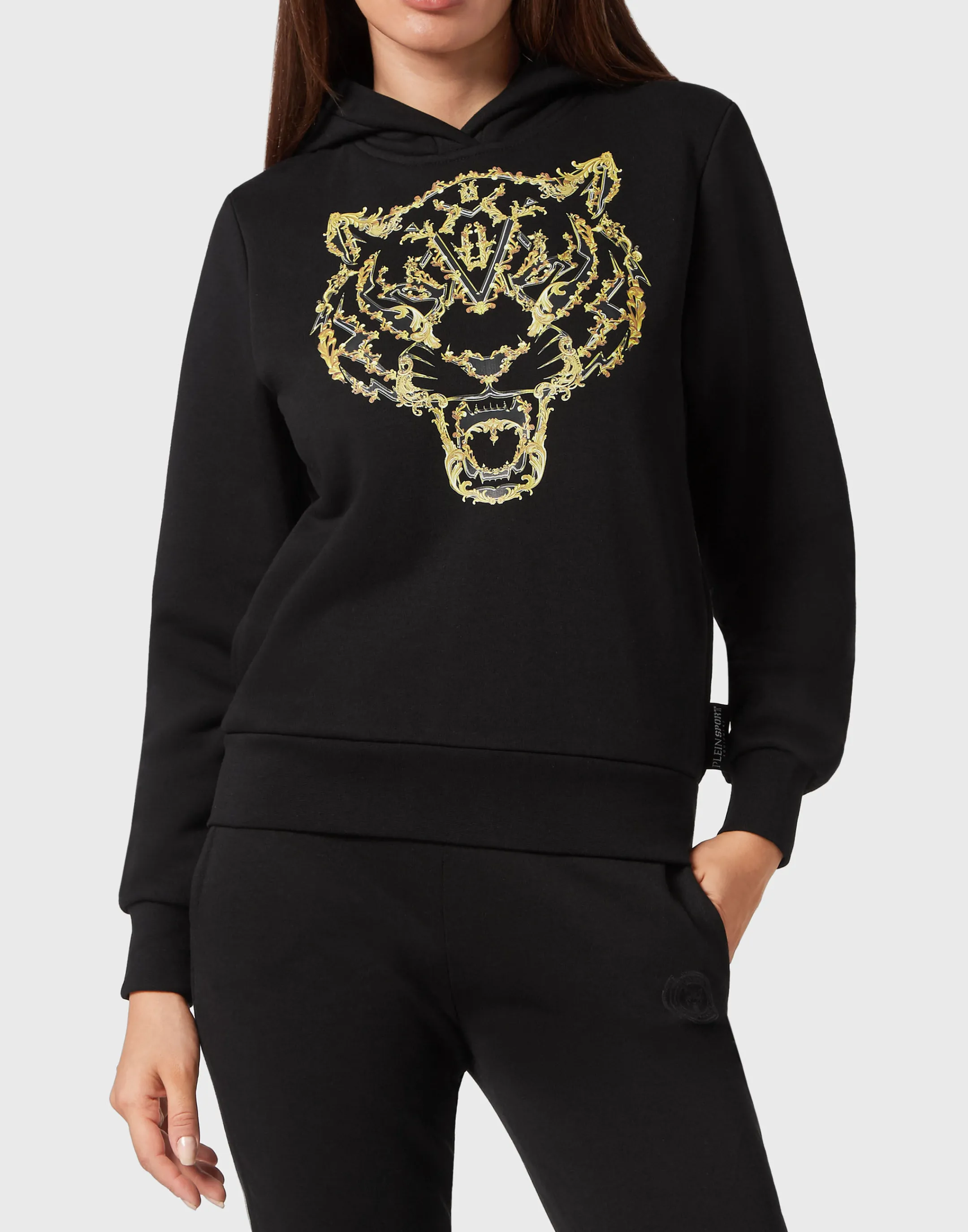 Best Sale Plein Sport Hoodie Sweatshirt Tiger Black