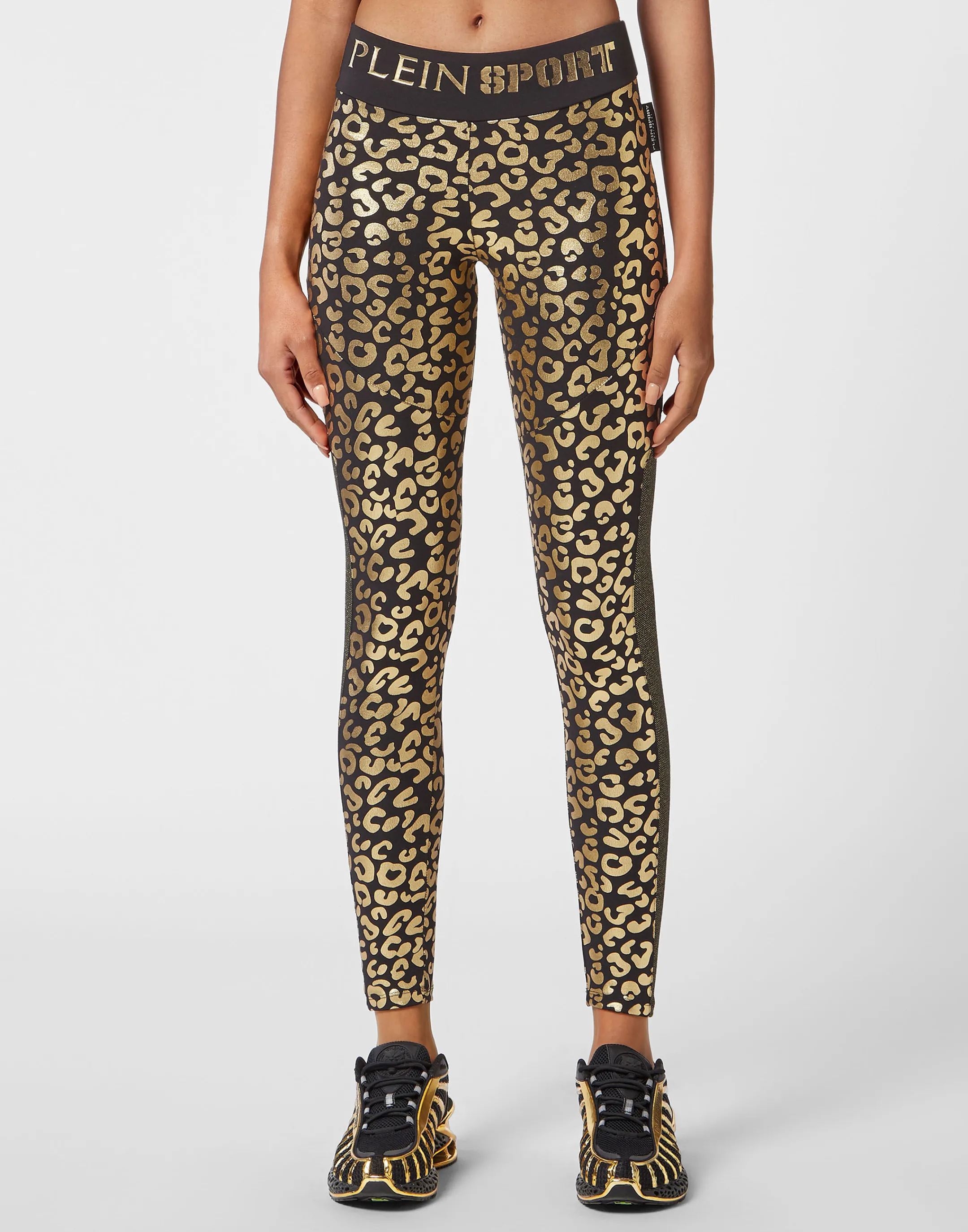 Cheap Plein Sport Jogging Leggings Leopard Gold