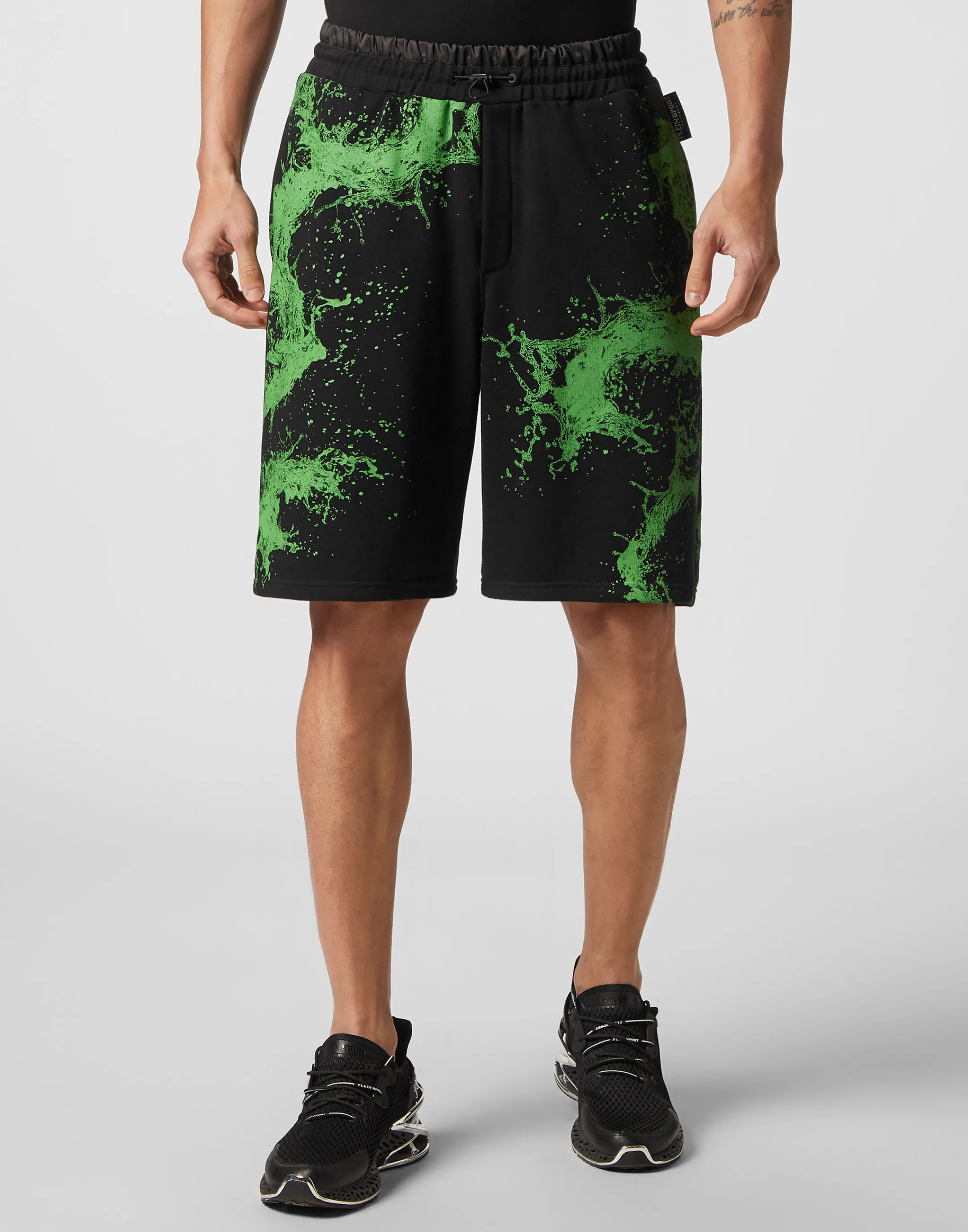 Flash Sale Plein Sport Jogging Shorts Splash Extreme Black+Green Fluo