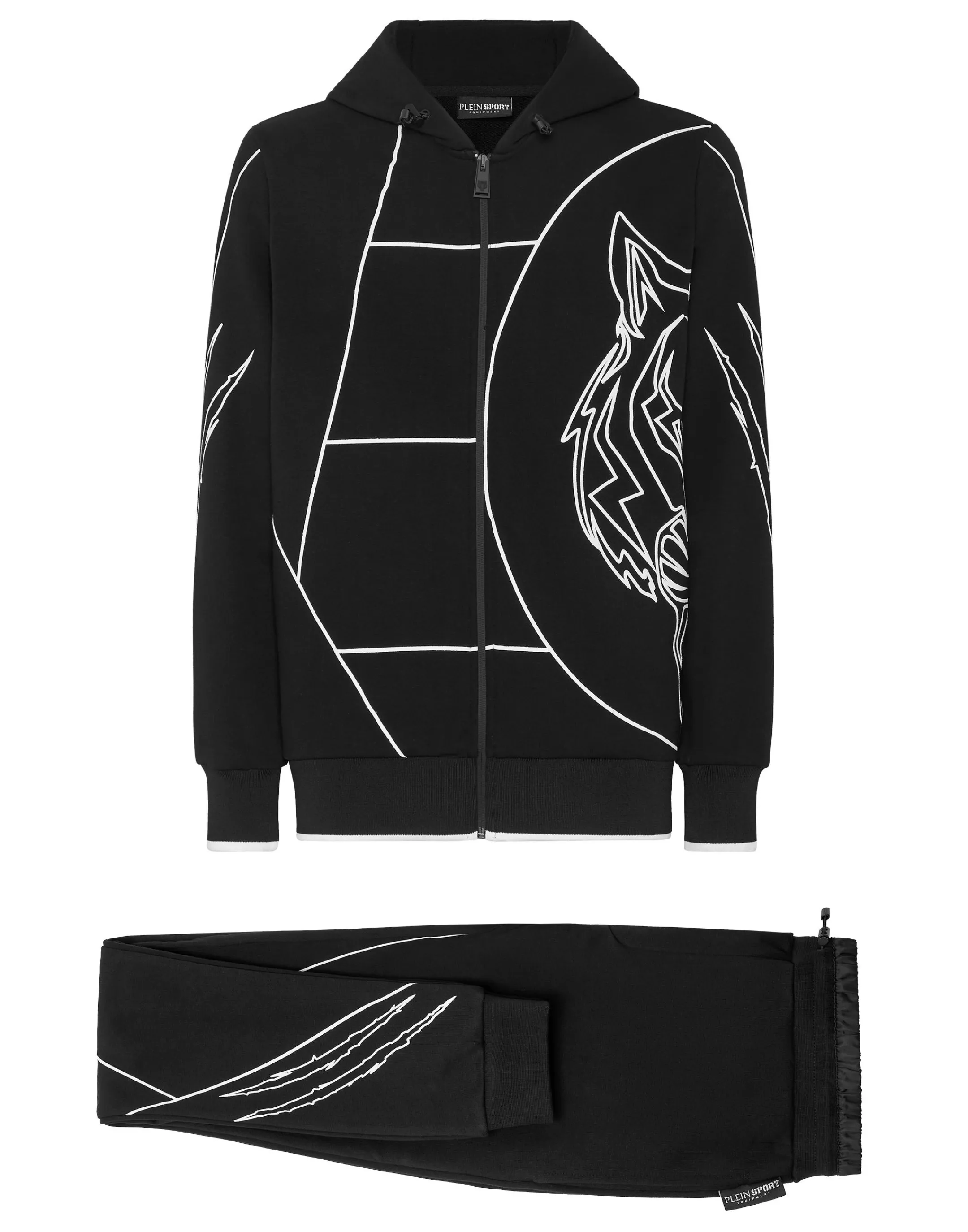 Fashion Plein Sport Jogging Tracksuit: Sweatjacket/Trousers Tiger Court Edition Black