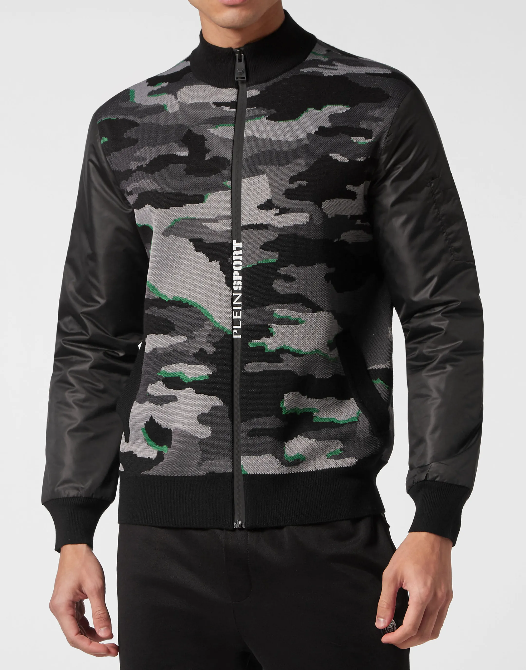 Discount Plein Sport Knit Padded Jacket Neon Amazon Edition (Camouflage) Camou/Black