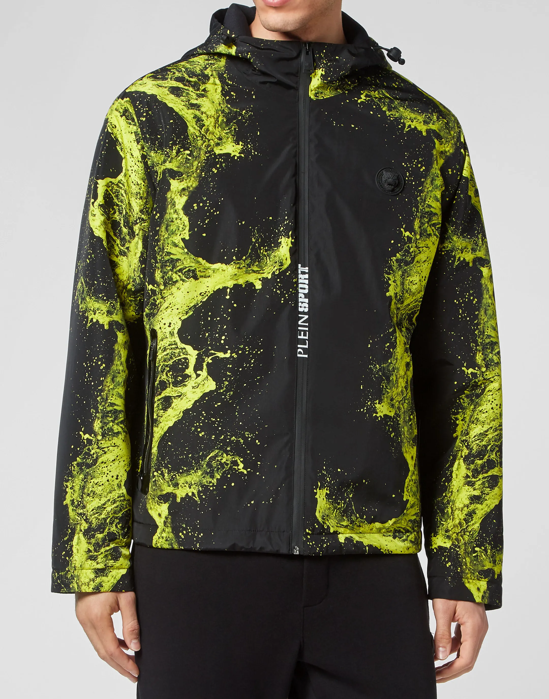 Sale Plein Sport Nylon Padded Jacket Black / Yellow