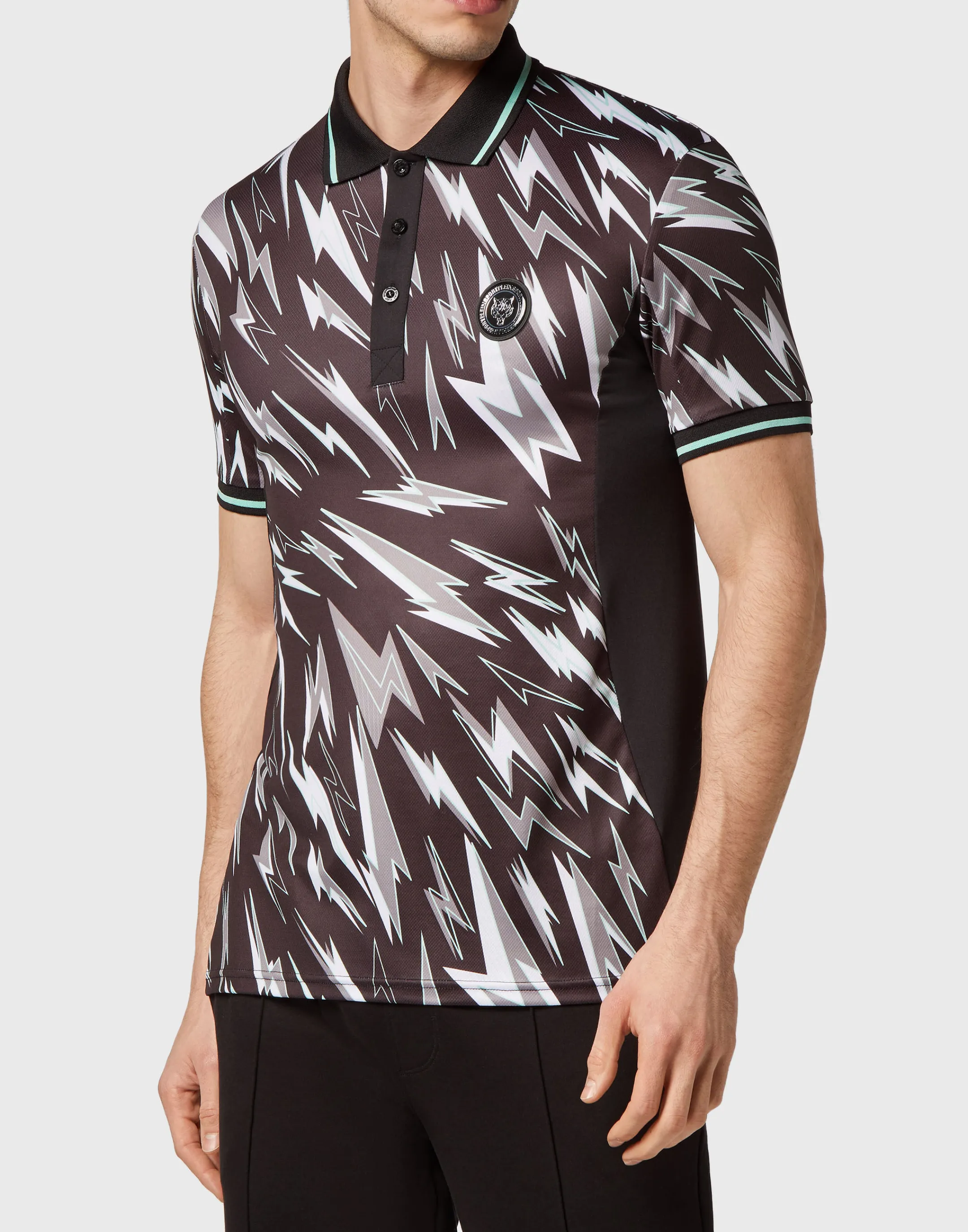 Best Sale Plein Sport Polo Shirt Ss Black/Mint Green