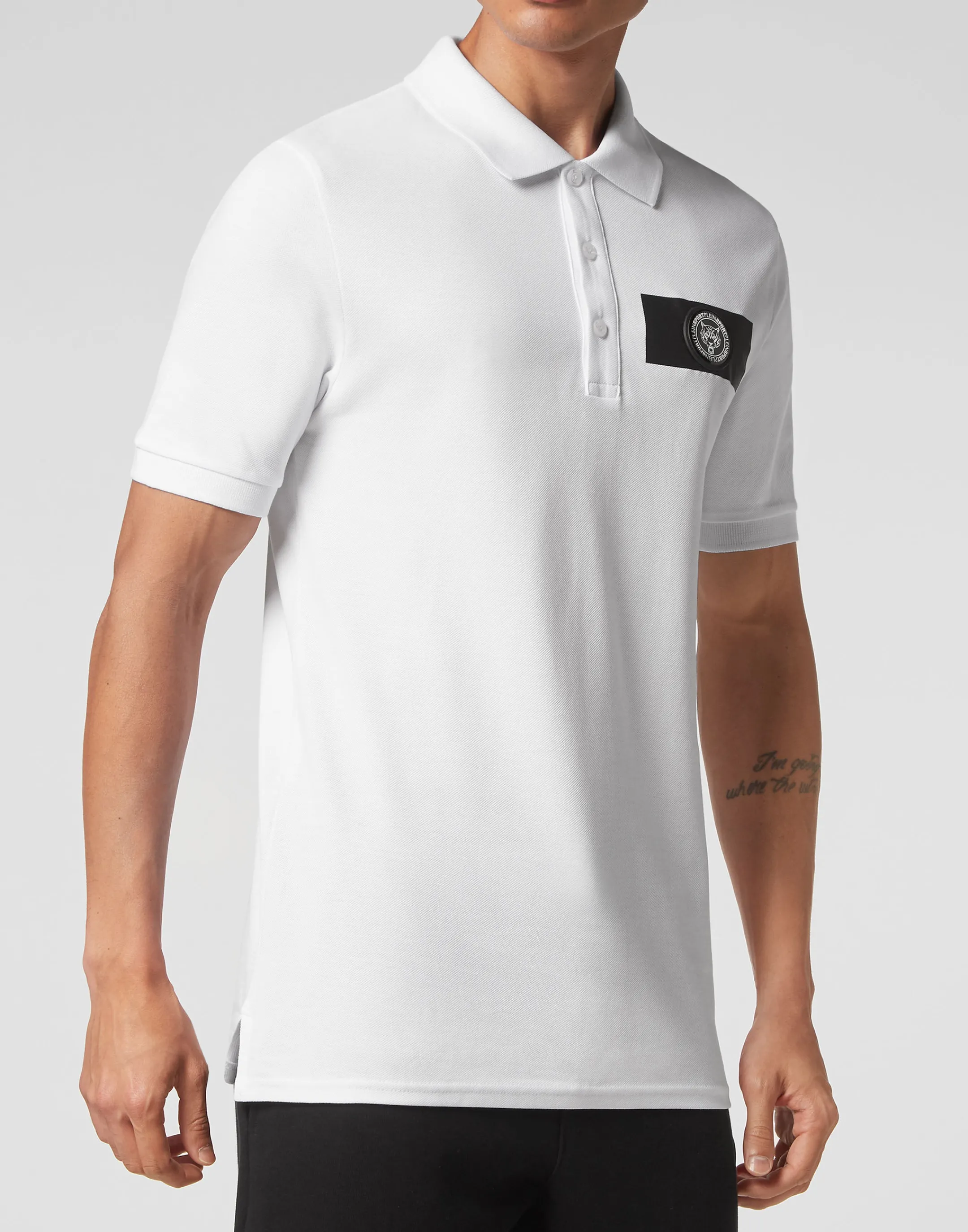 Shop Plein Sport Polo Shirt Ss Scratch White