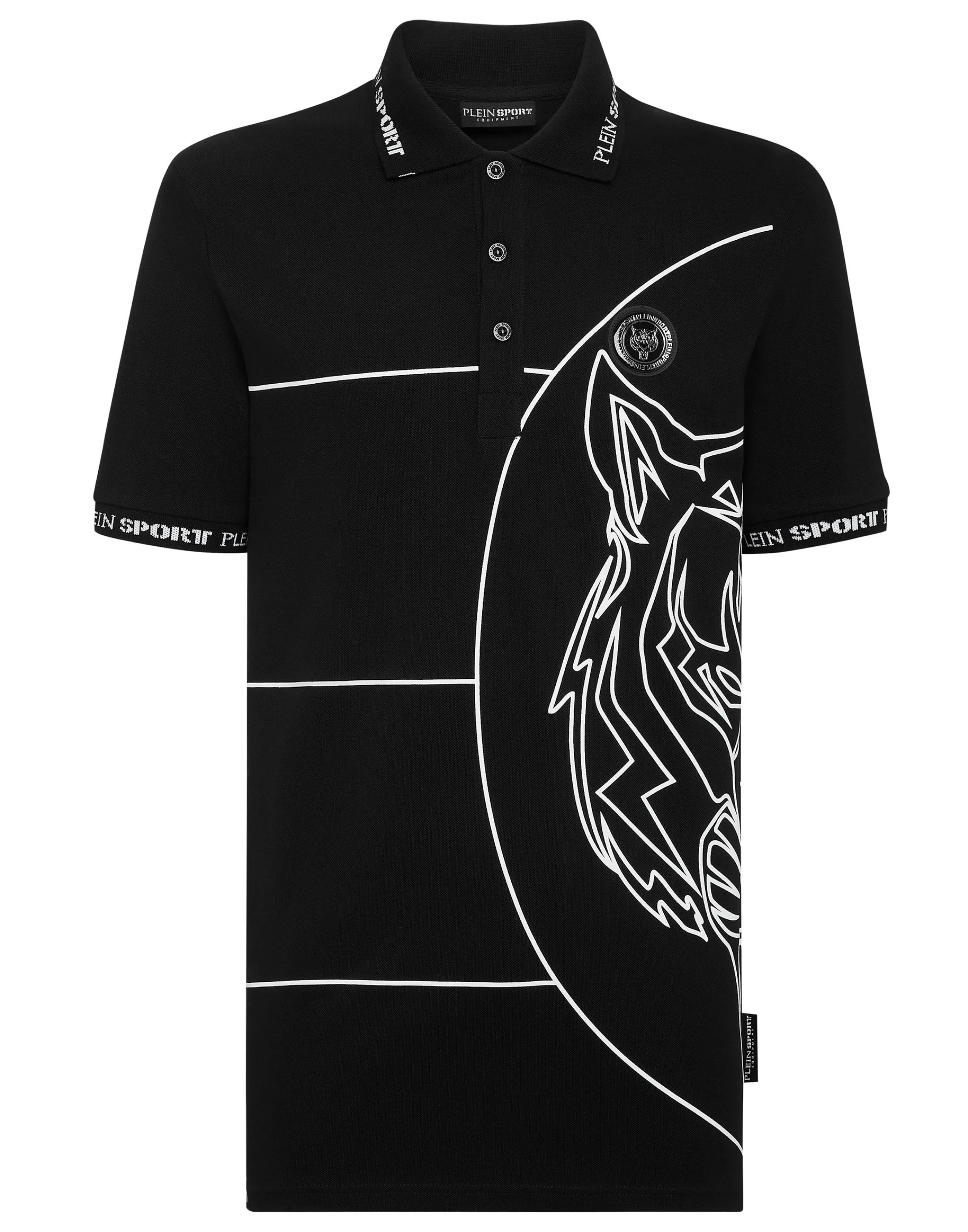 Clearance Plein Sport Polo Shirt Ss Tiger Black / White