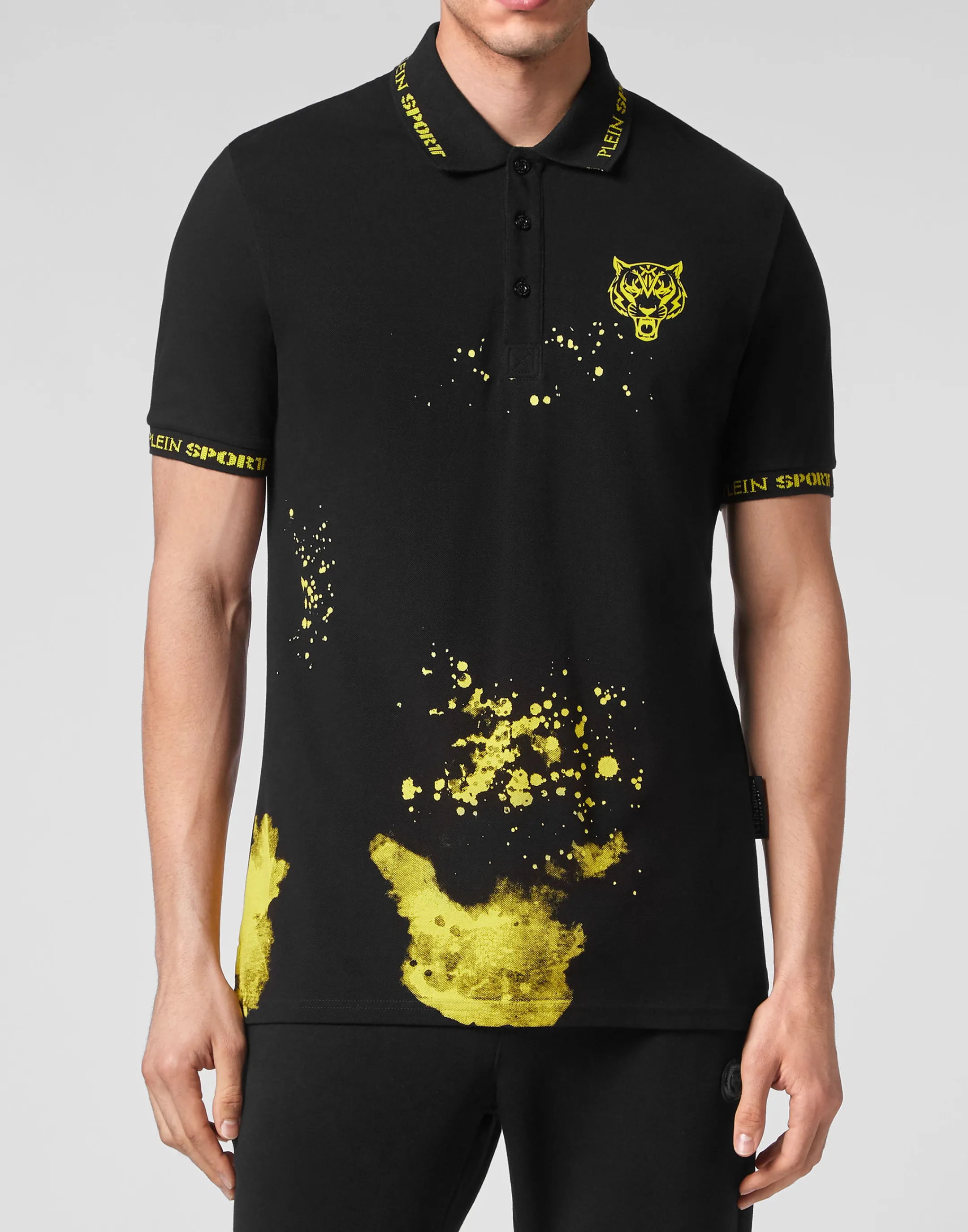 Store Plein Sport Polo Shirt Ss Tiger Black/Yellow Fluo