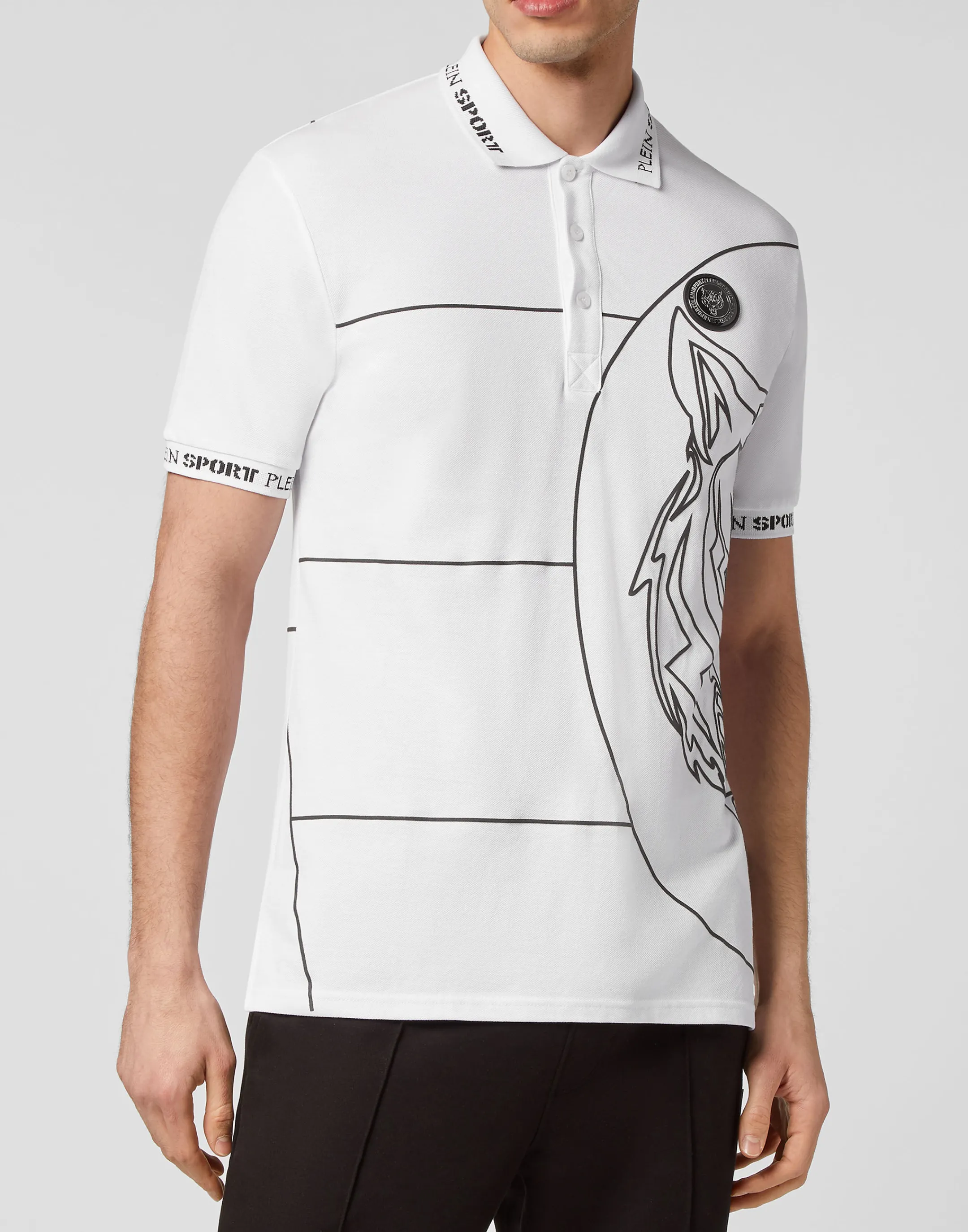 Store Plein Sport Polo Shirt Ss Tiger White / Black