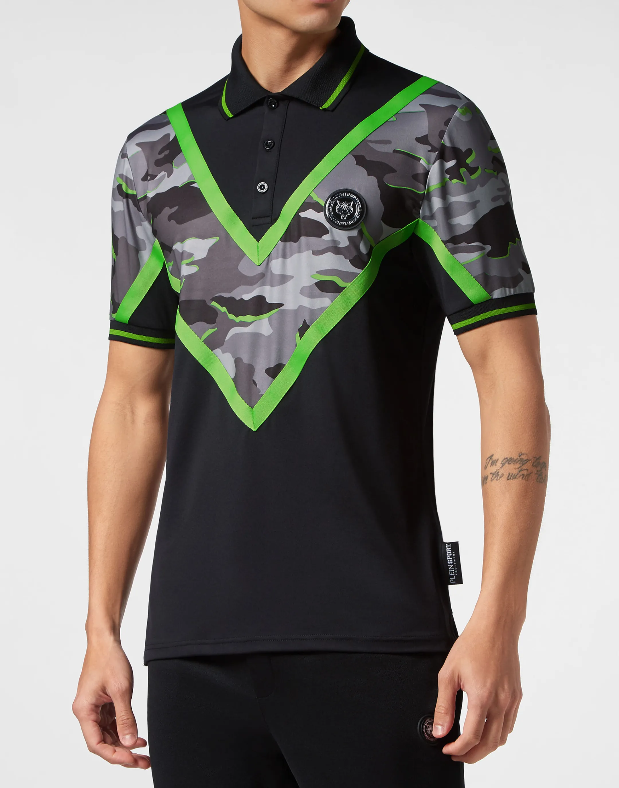 Sale Plein Sport Polo Ss Neon Amazon Edition (Camouflage) Black+Green Fluo