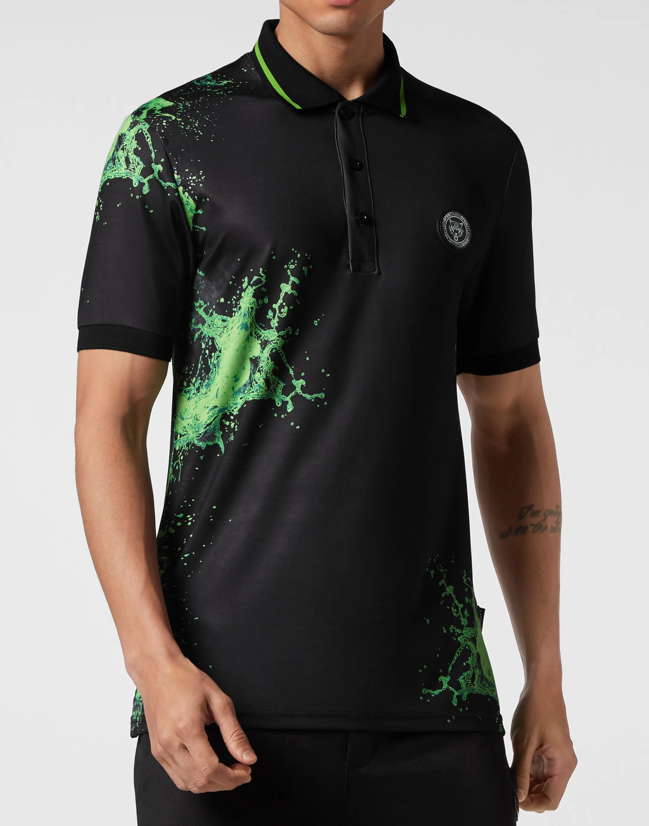 Sale Plein Sport Polo Ss Splash Extreme Black+Green Fluo