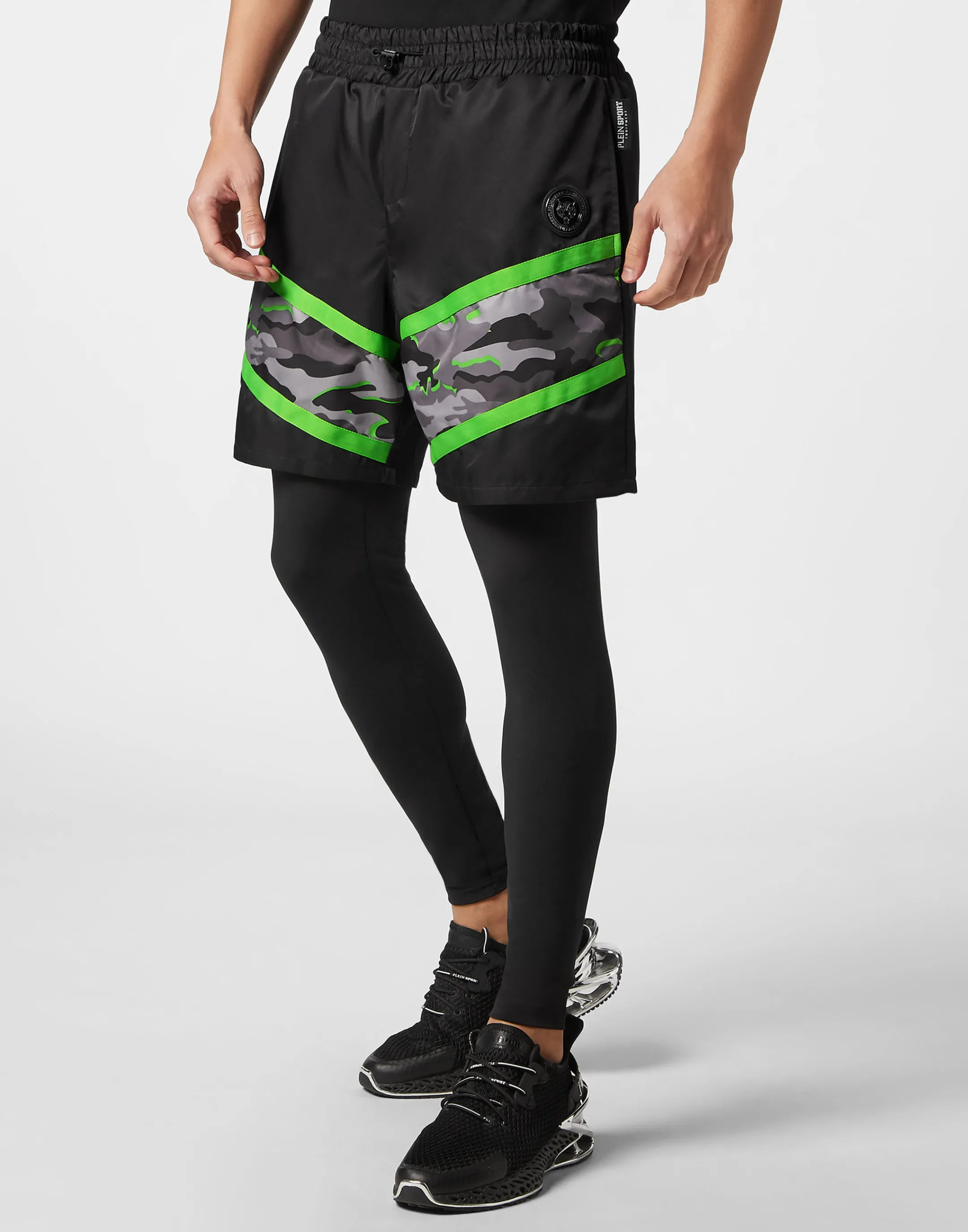 Shop Plein Sport Running Pants Neon Amazon Edition (Camouflage) Black