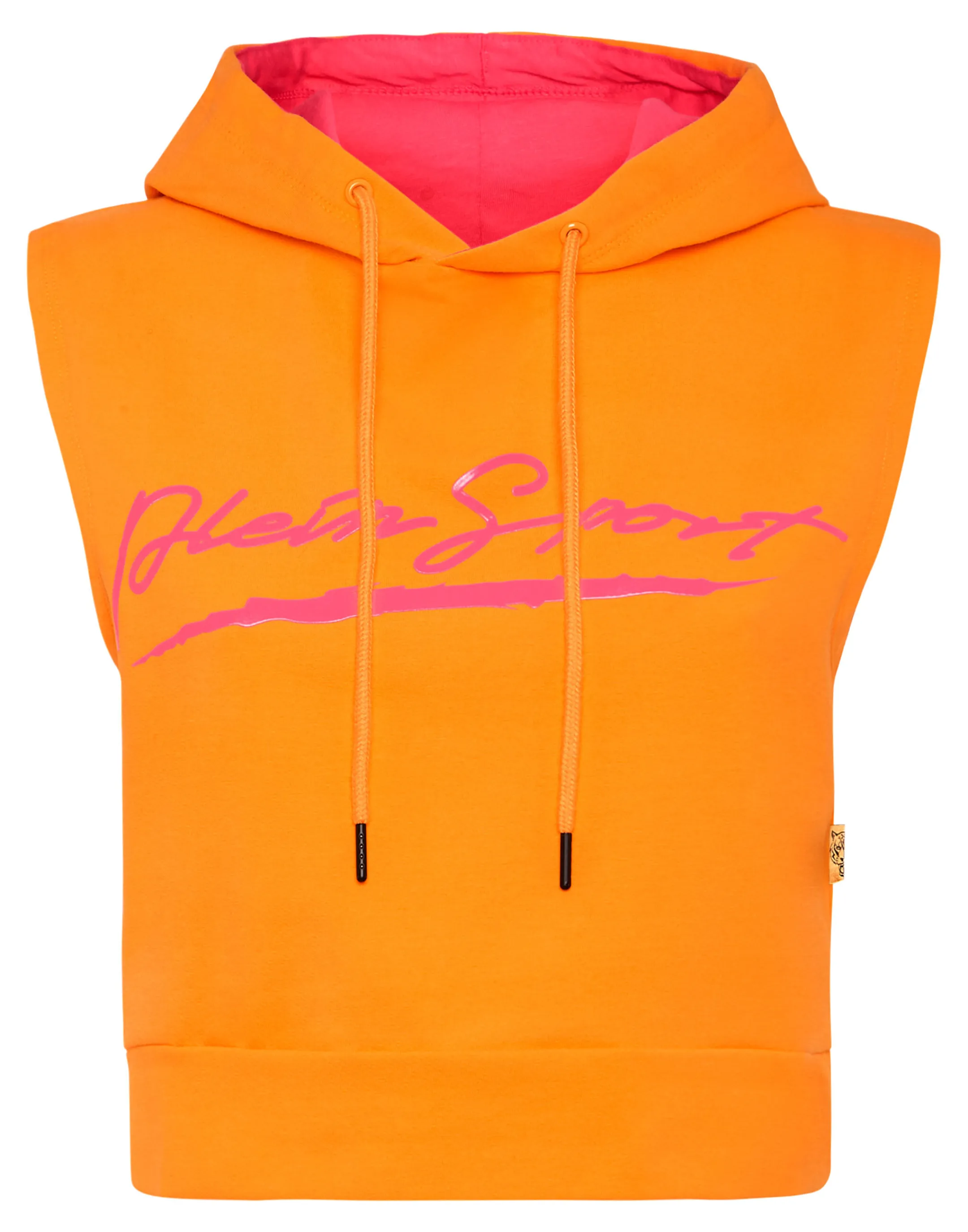 Outlet Plein Sport Sleeveless Hoodie Sweatshirt Orange