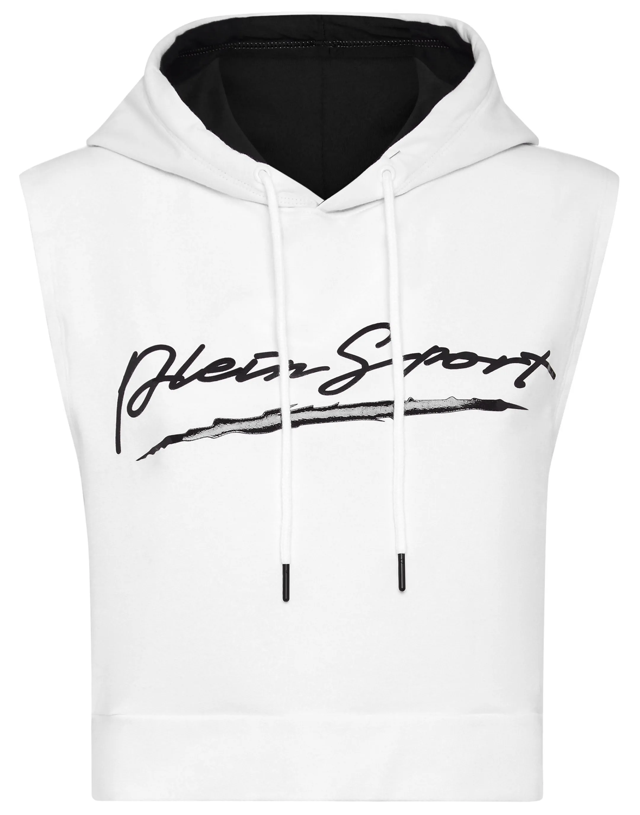 Cheap Plein Sport Sleeveless Hoodie Sweatshirt White