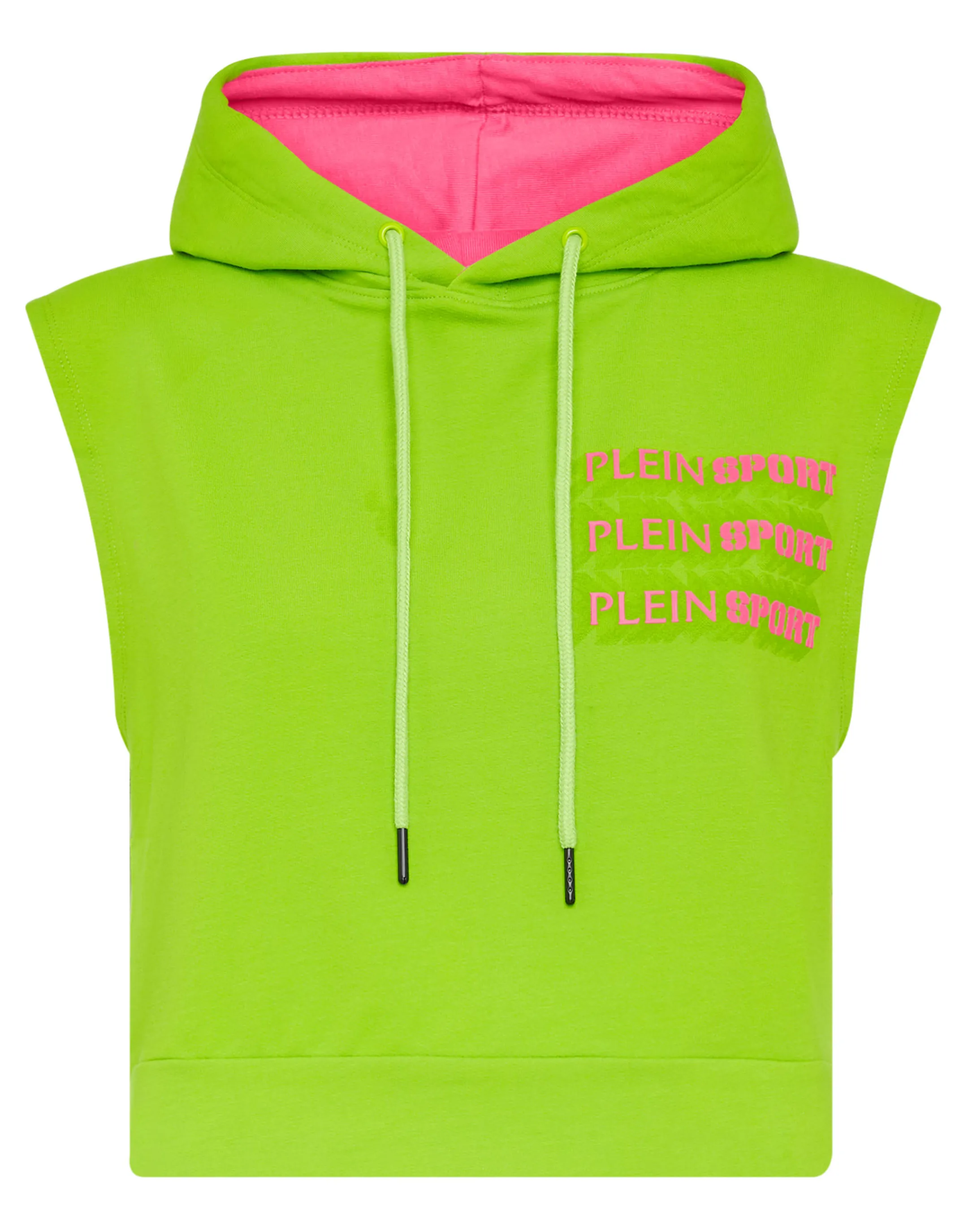 Best Plein Sport Sleeveless Hoodie Sweatshirt Green Fluo