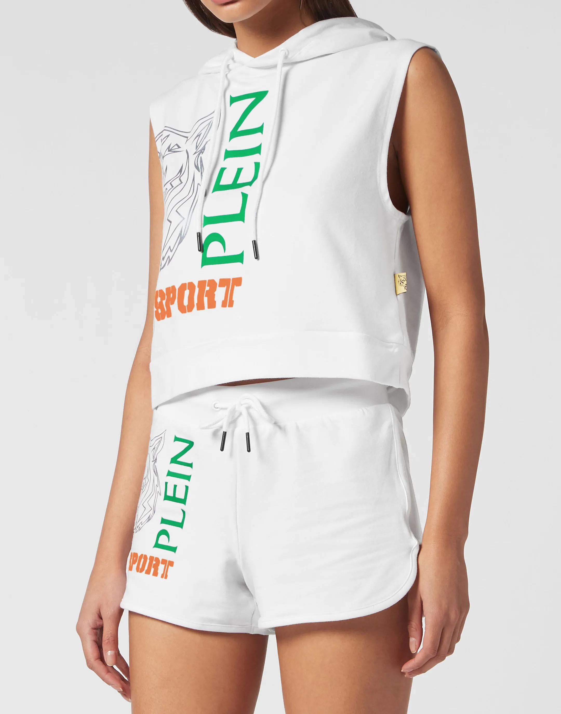 Flash Sale Plein Sport Sleeveless Hoodie Sweatshirt White