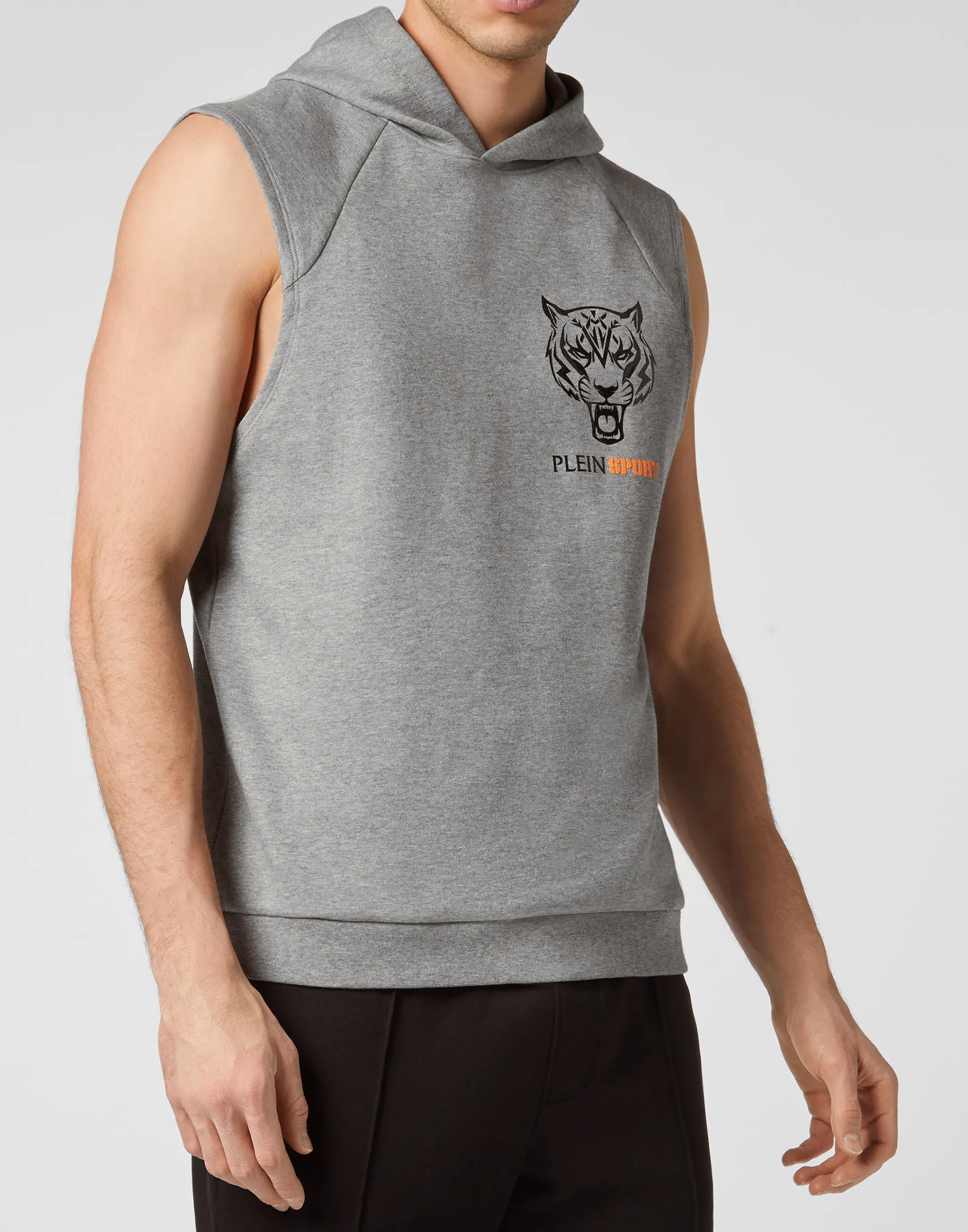 Fashion Plein Sport Sleeveless Hoodie Sweatshirt Grey