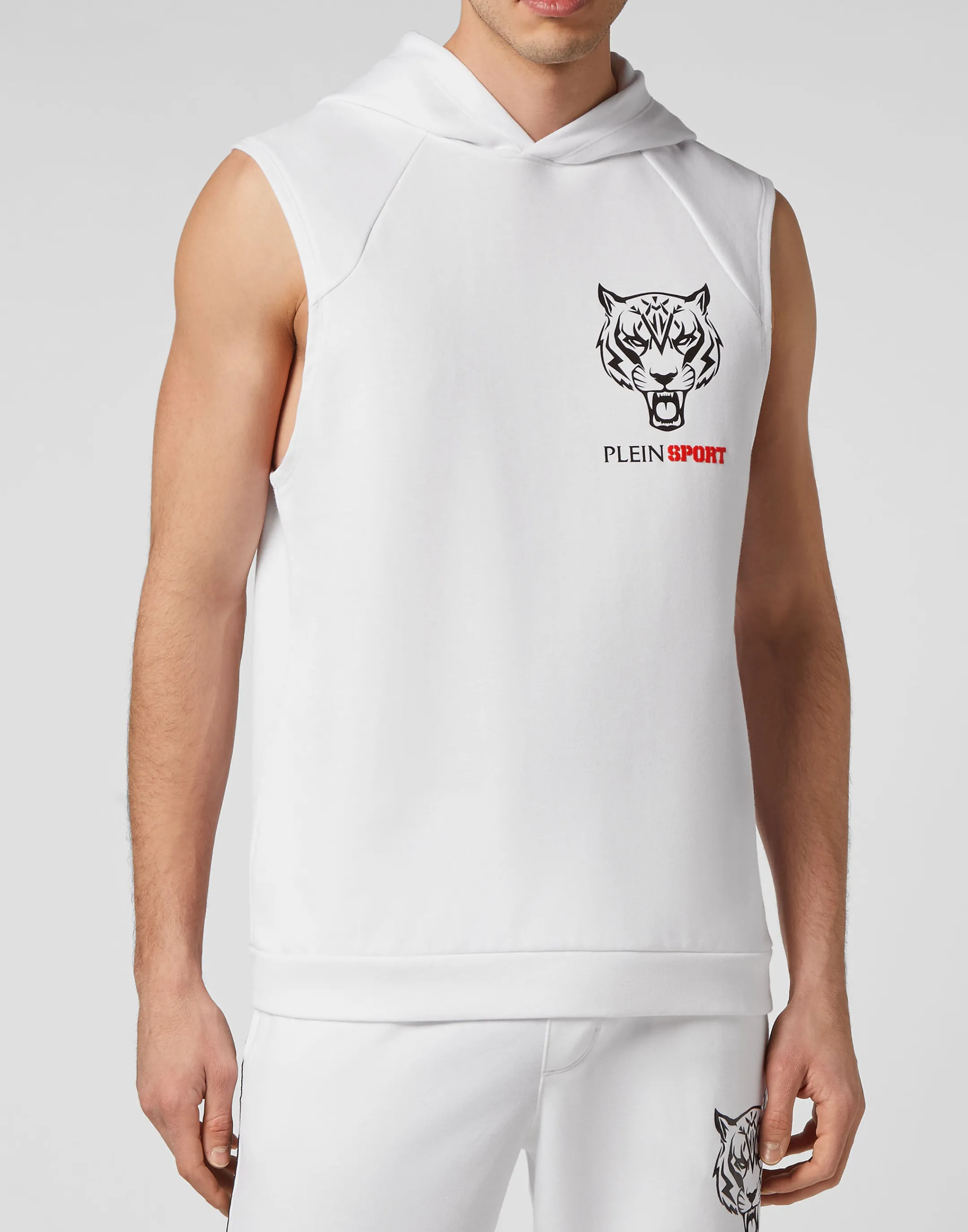 Store Plein Sport Sleeveless Hoodie Sweatshirt White