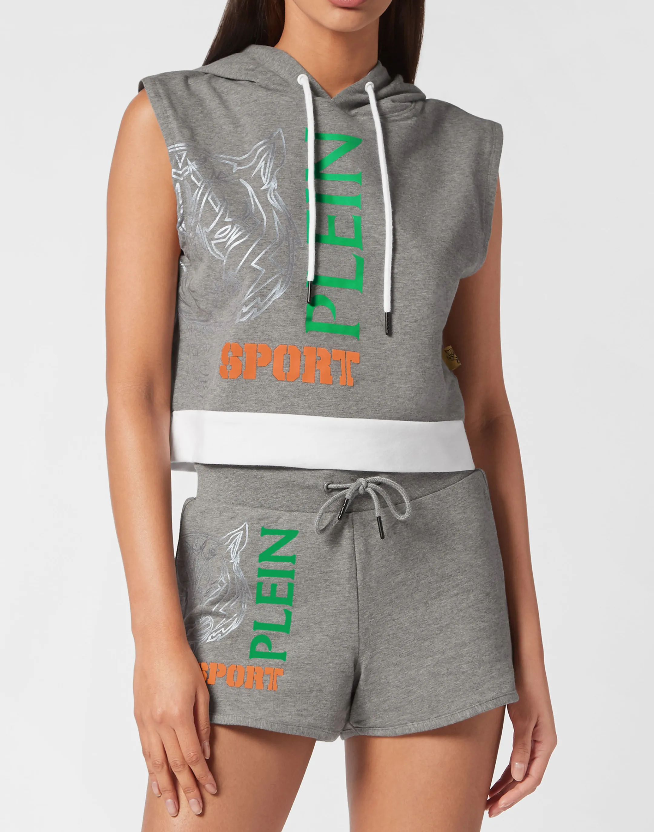 Flash Sale Plein Sport Sleeveless Hoodie Sweatshirt Grey