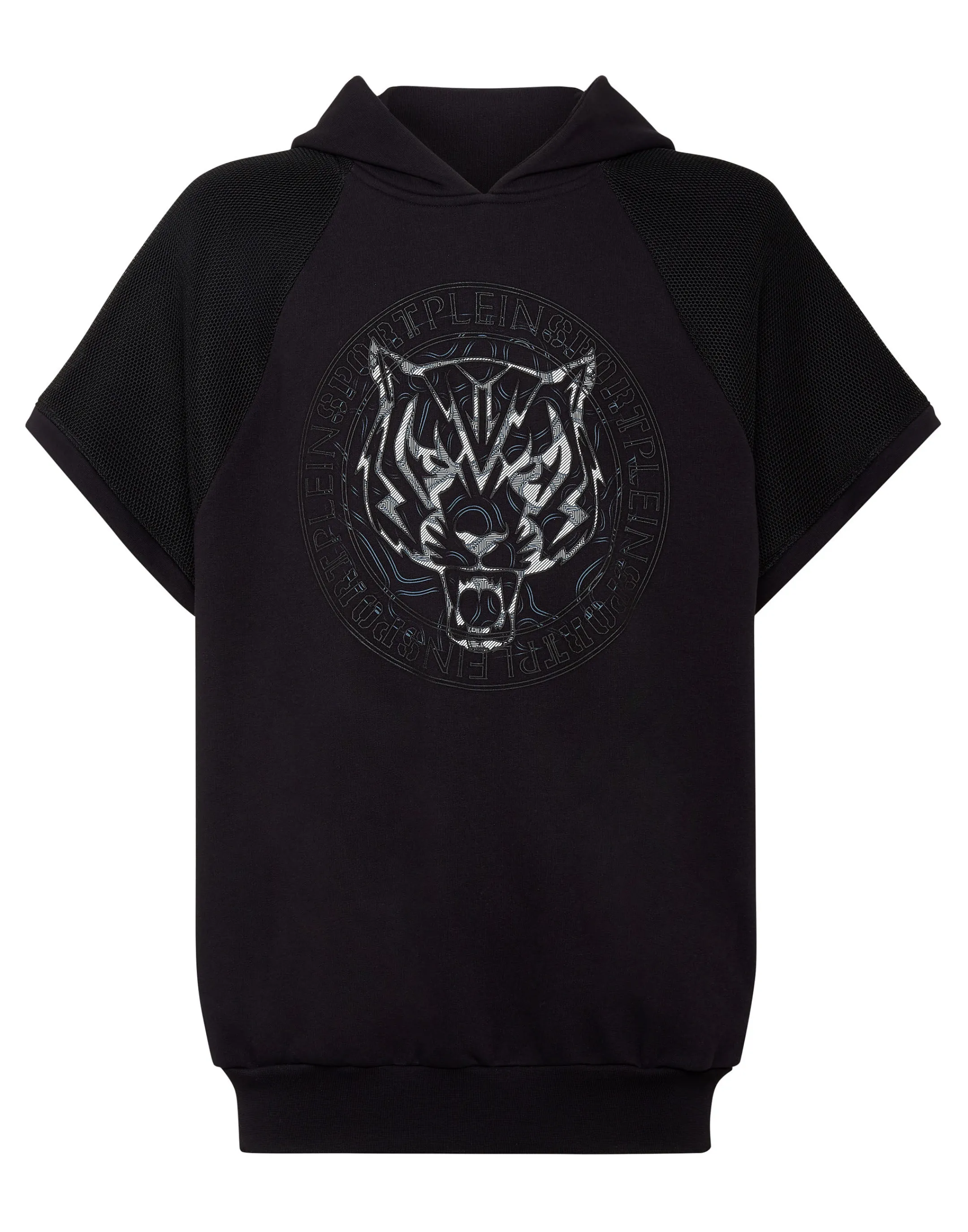 Best Plein Sport Sleeveless Hoodie Sweatshirt Tiger Black / Black