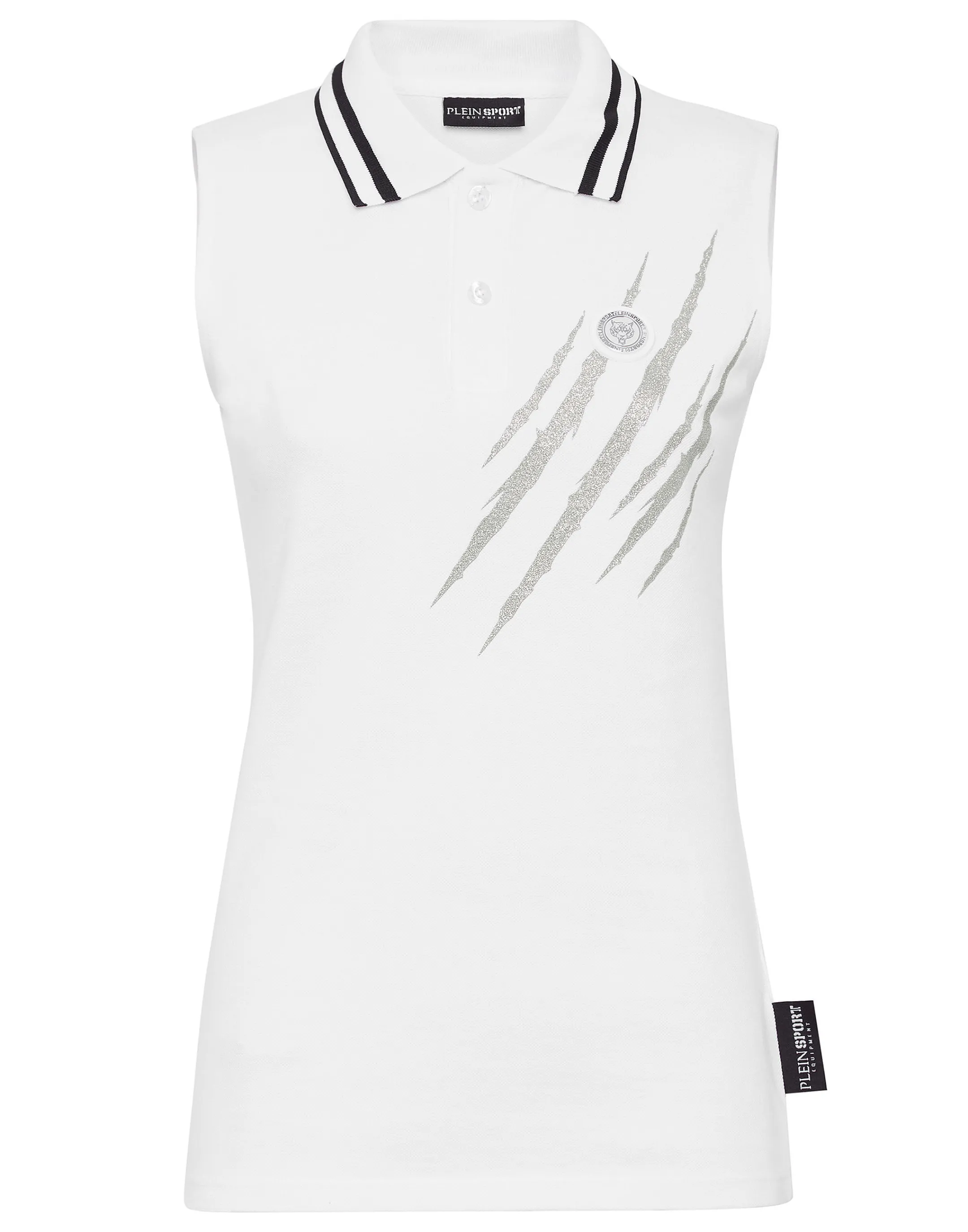 Cheap Plein Sport Sleeveless Polo Shirt Scratch White