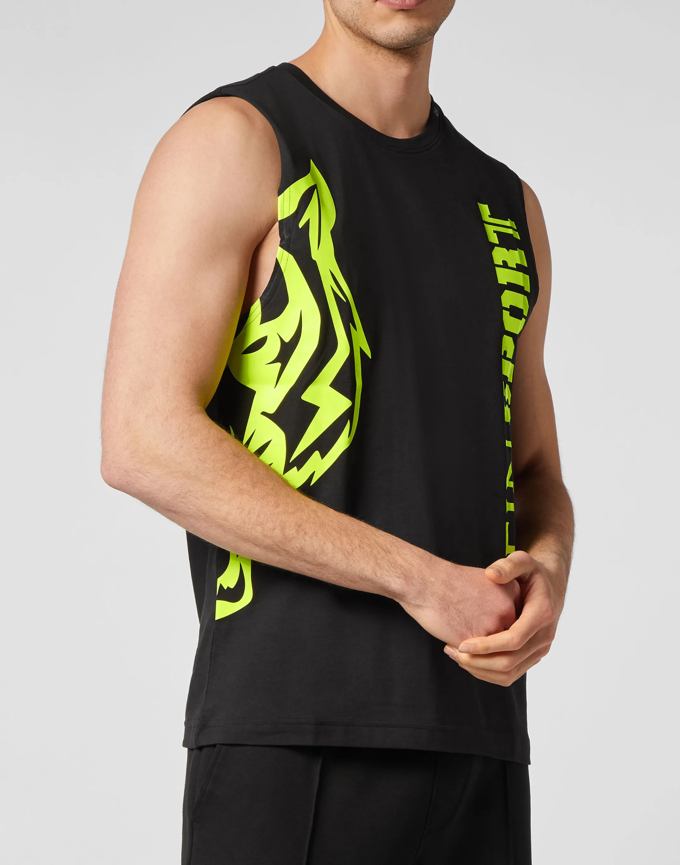 Cheap Plein Sport Sleeveless T-Shirt Black / Yellow