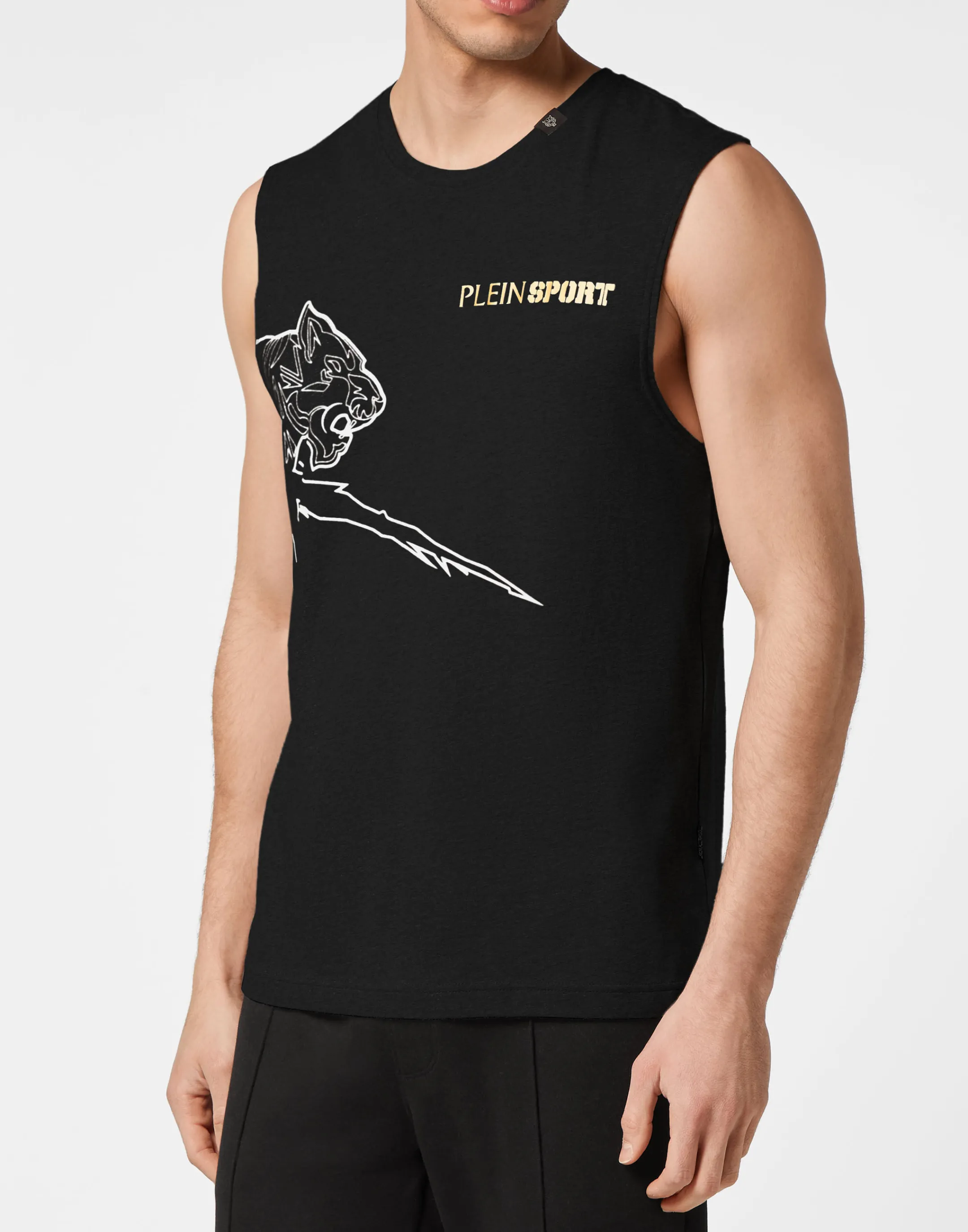 Best Sale Plein Sport Sleeveless T-Shirt Black / Gold