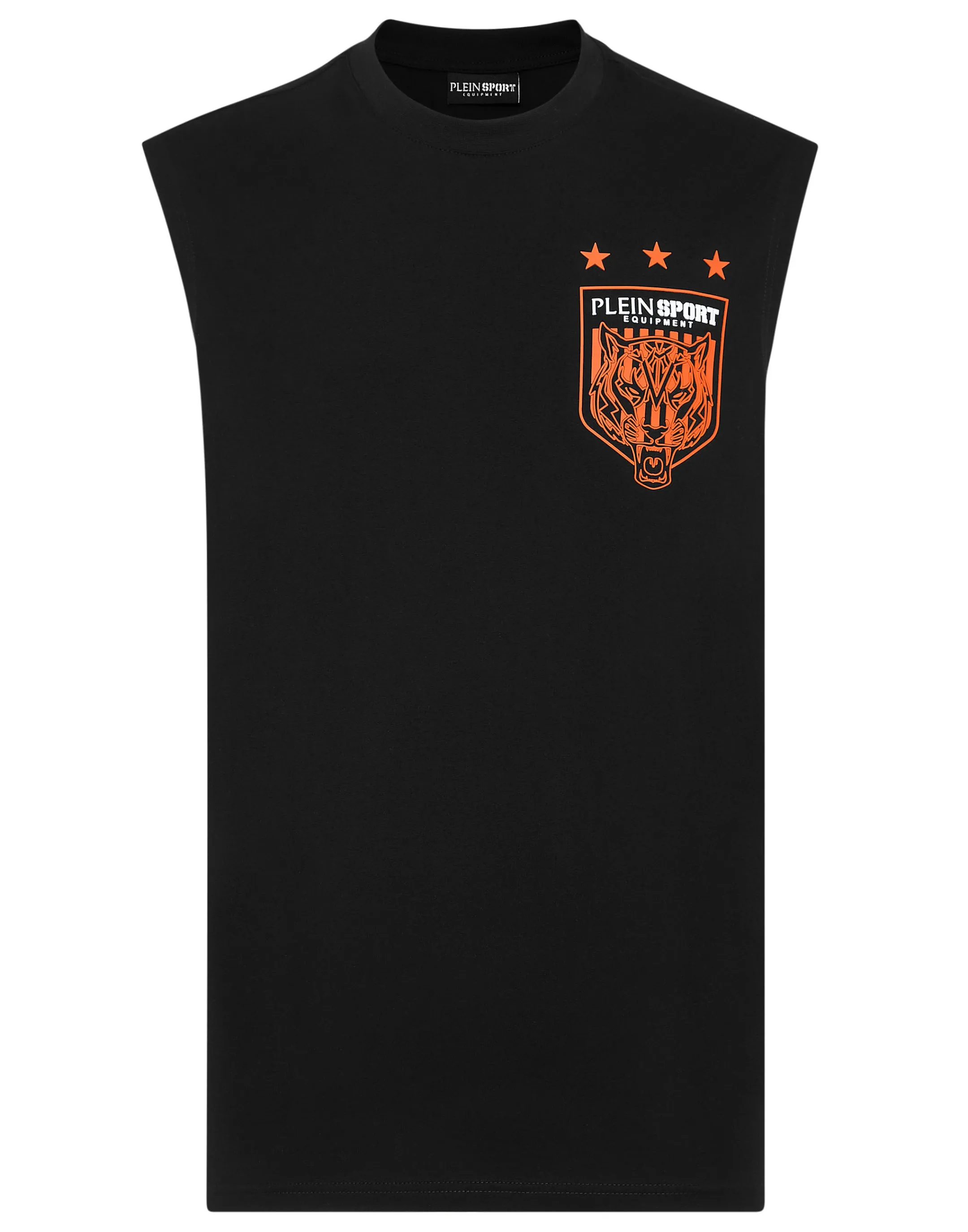 Store Plein Sport Sleeveless T-Shirt Round Neck Tiger Crest Edition Black / Orange