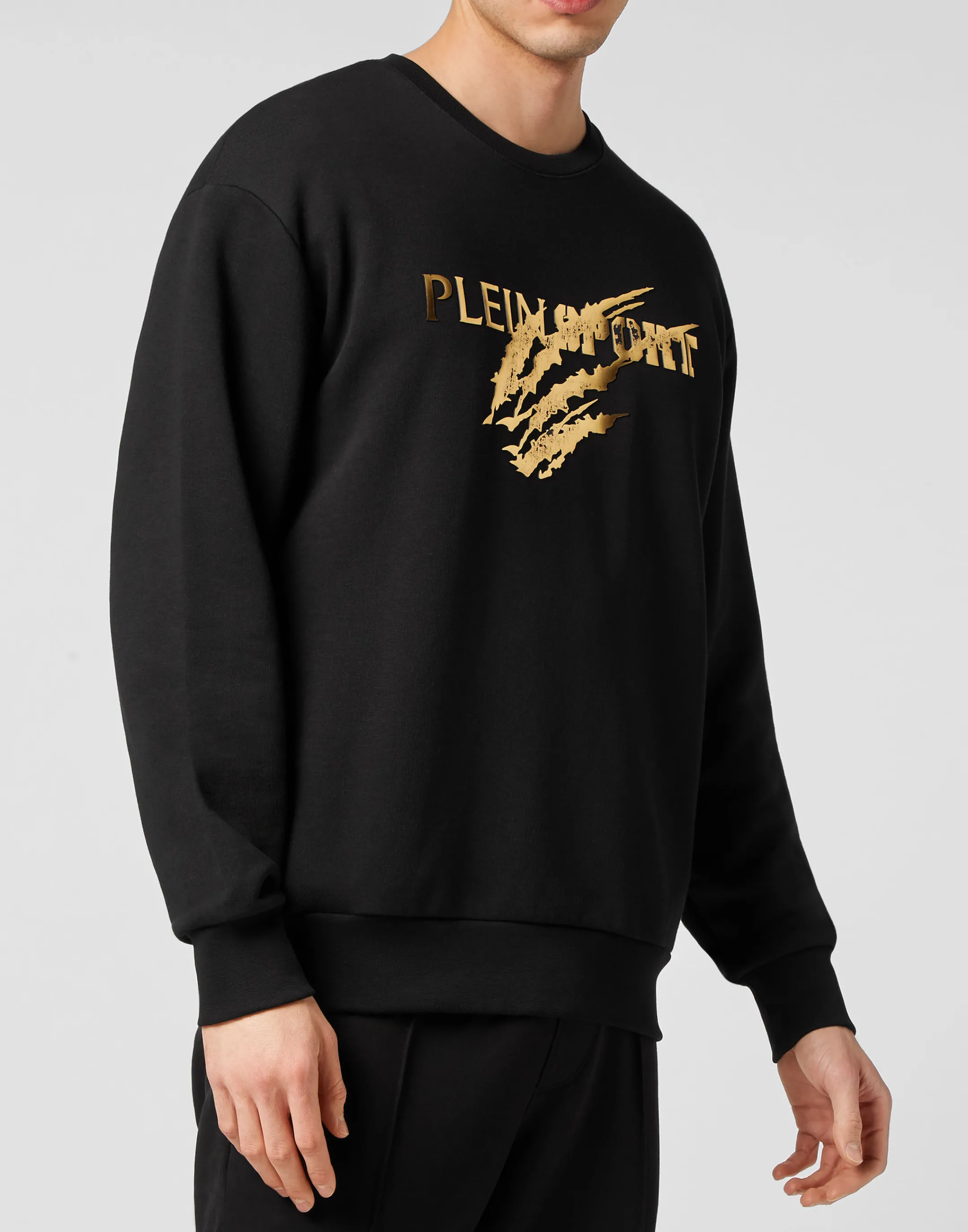 Best Plein Sport Sweatshirt Ls Scratch Black/Light Gold