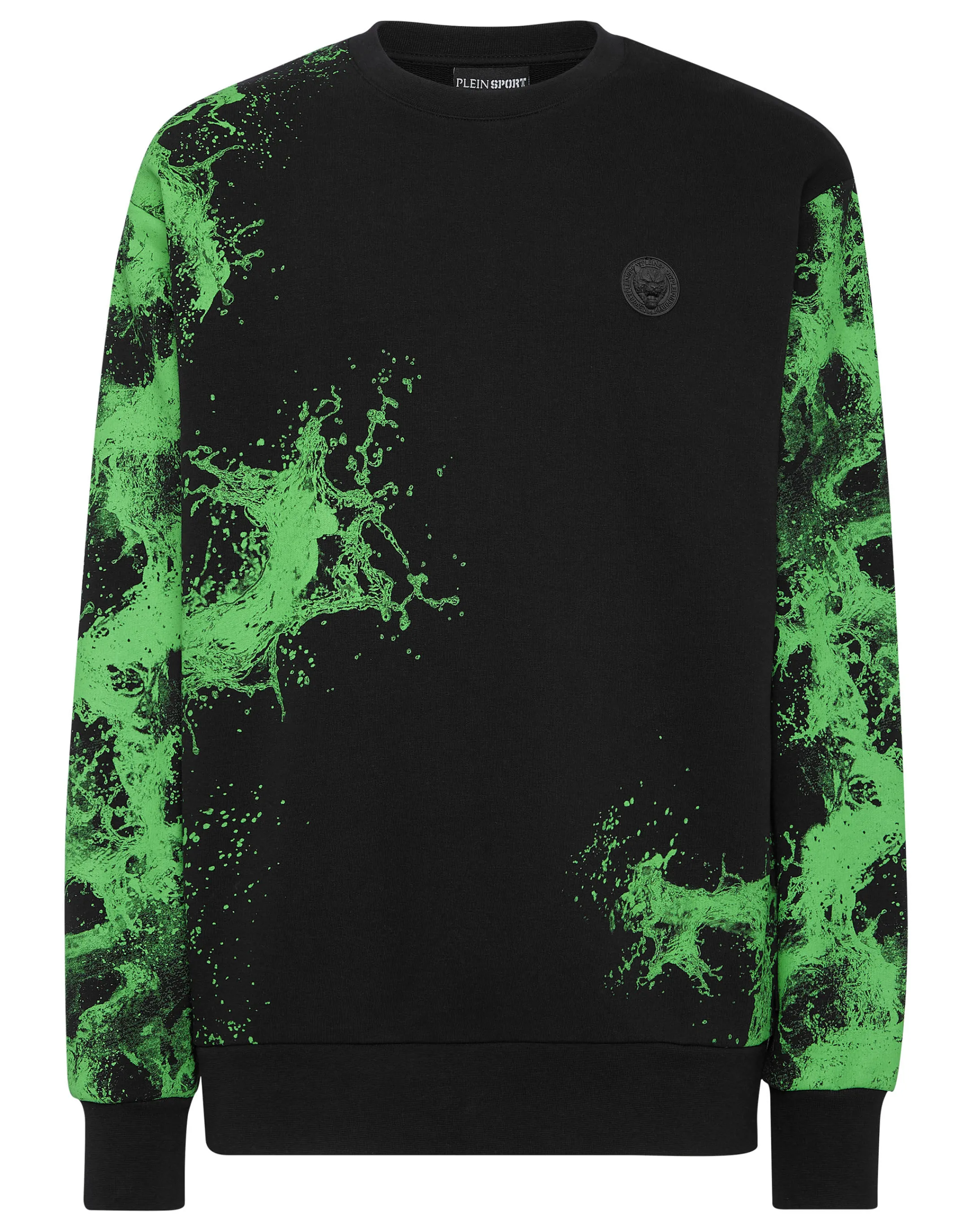 Best Sale Plein Sport Sweatshirt Ls Splash Extreme Black+Green Fluo