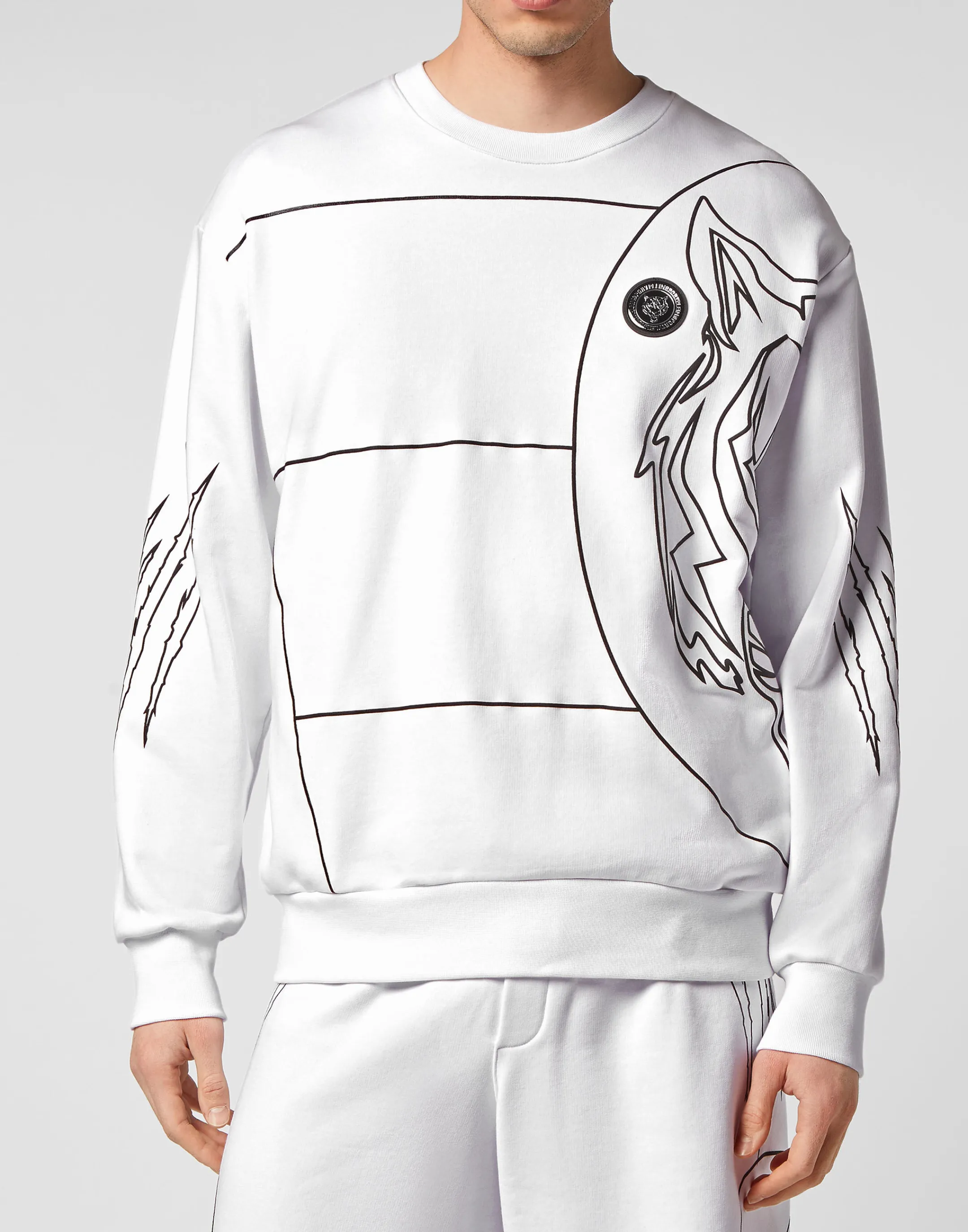 Best Plein Sport Sweatshirt Ls Tiger White / Black