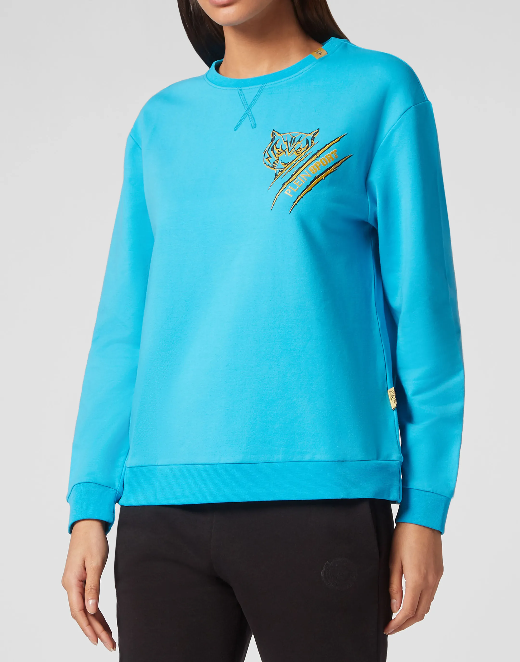 Hot Plein Sport Sweatshirt Round Neck Middle Blue