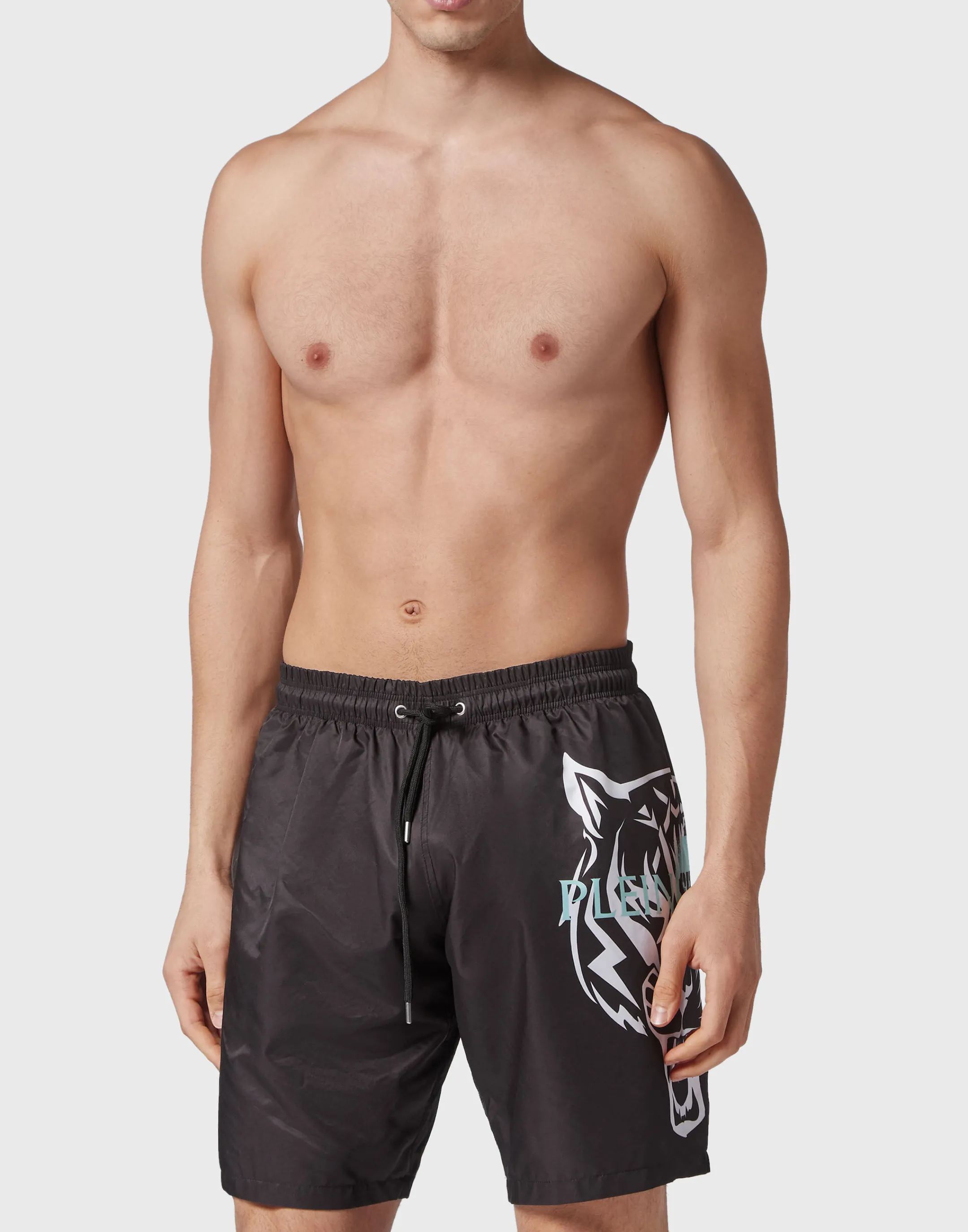 Fashion Plein Sport Swim-Trunks Tiger Black / White