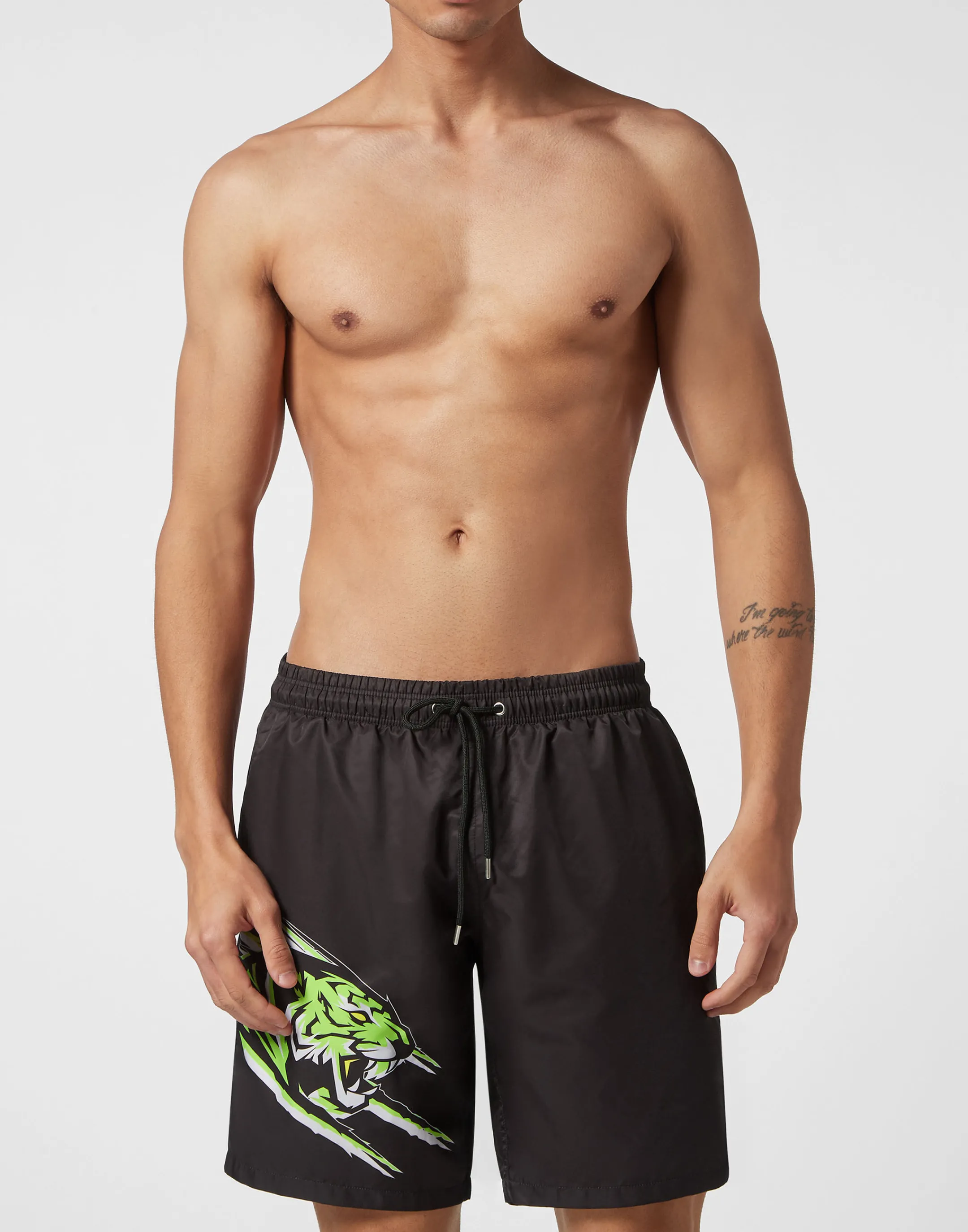 Sale Plein Sport Swim-Trunks Tiger Black+Green Fluo