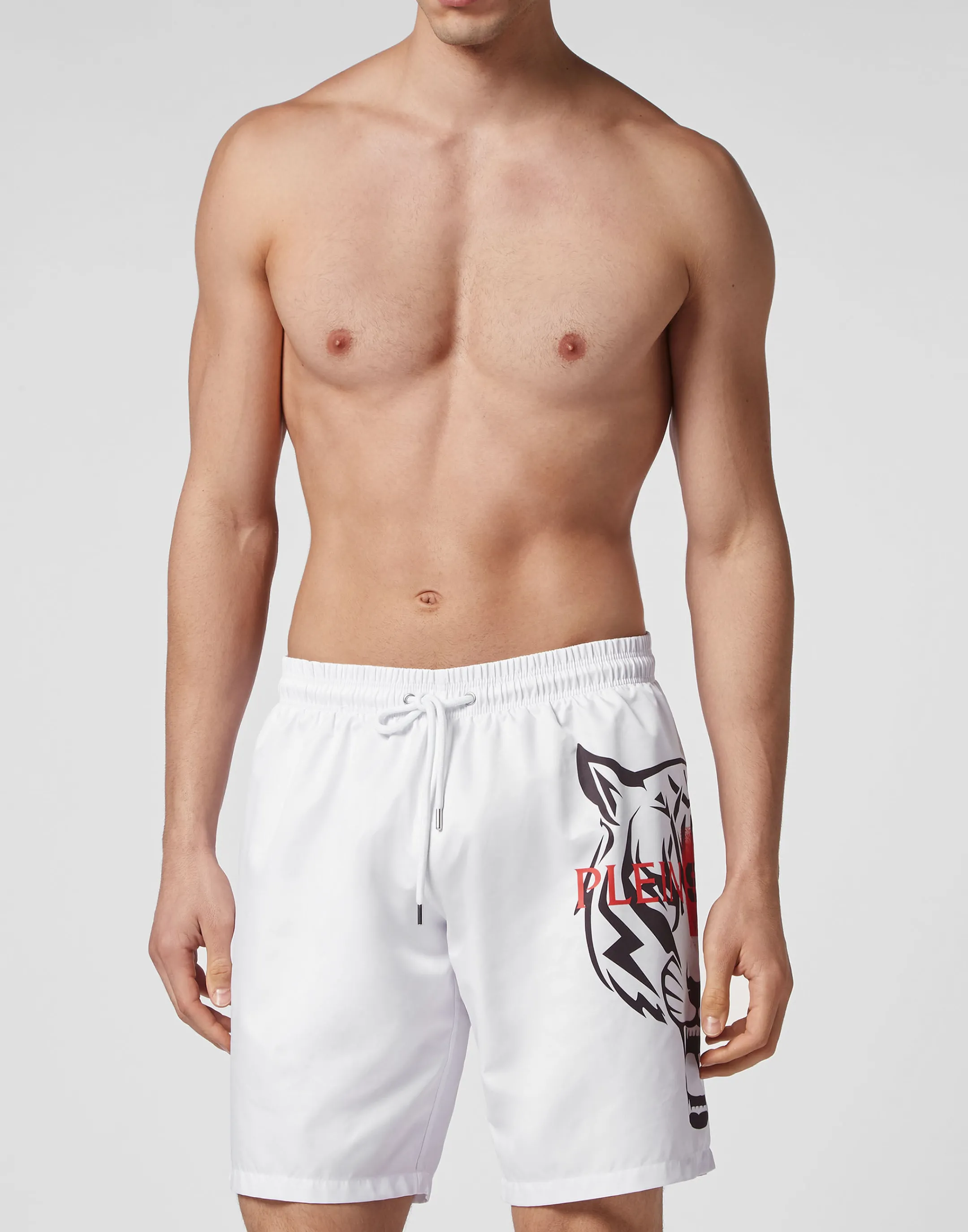 Cheap Plein Sport Swim-Trunks Tiger White