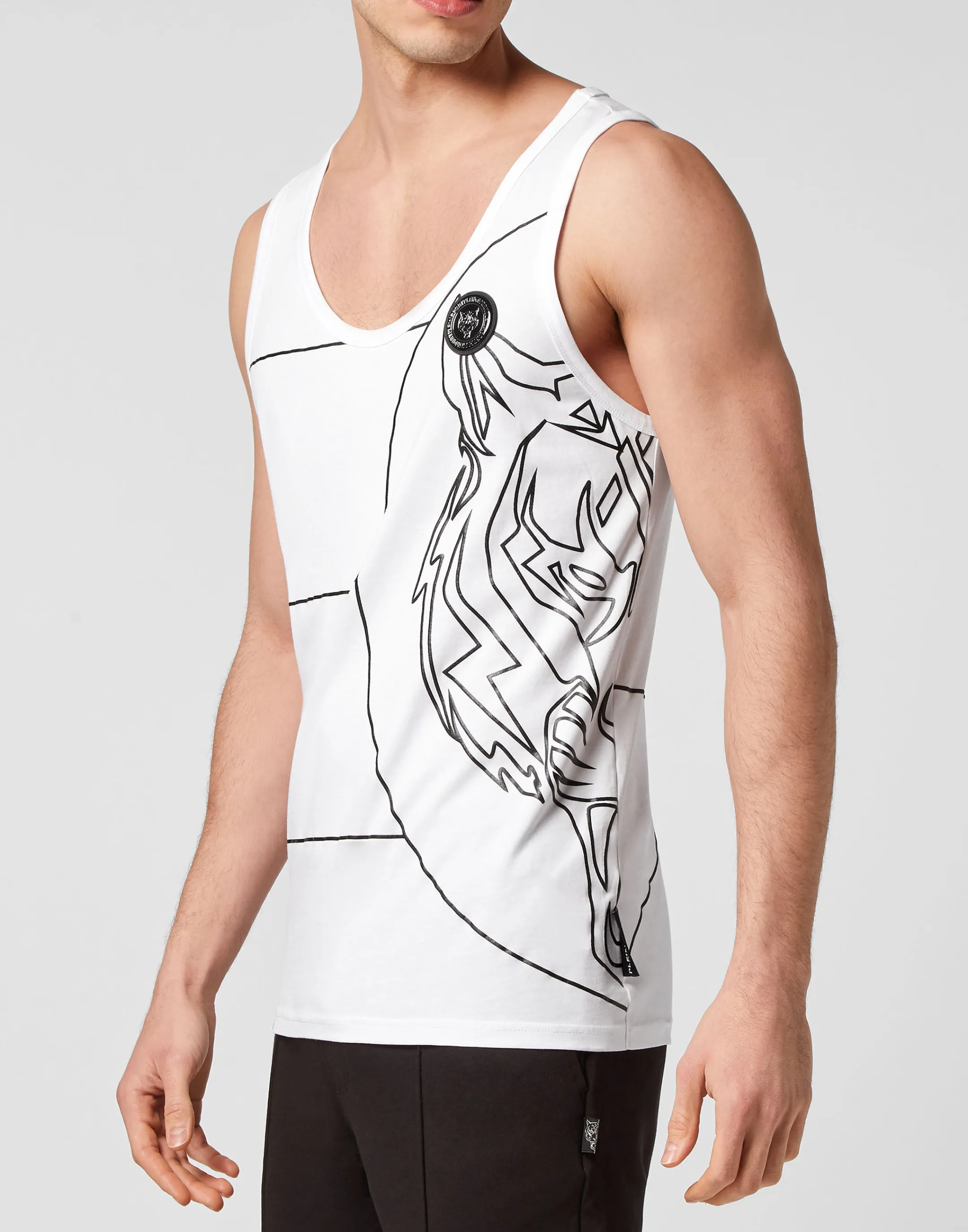 Best Plein Sport Tank Top Tiger White / Black