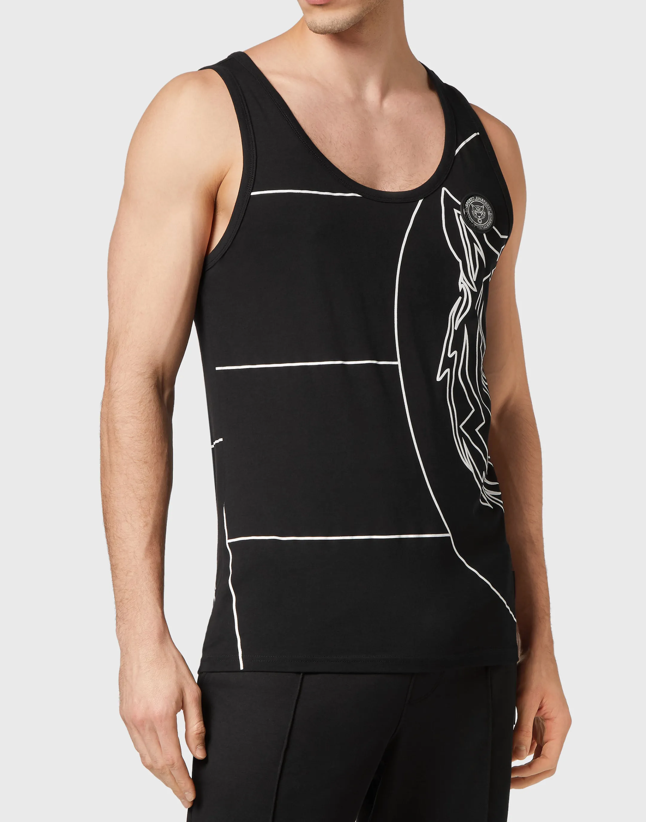 Clearance Plein Sport Tank Top Tiger Black / White