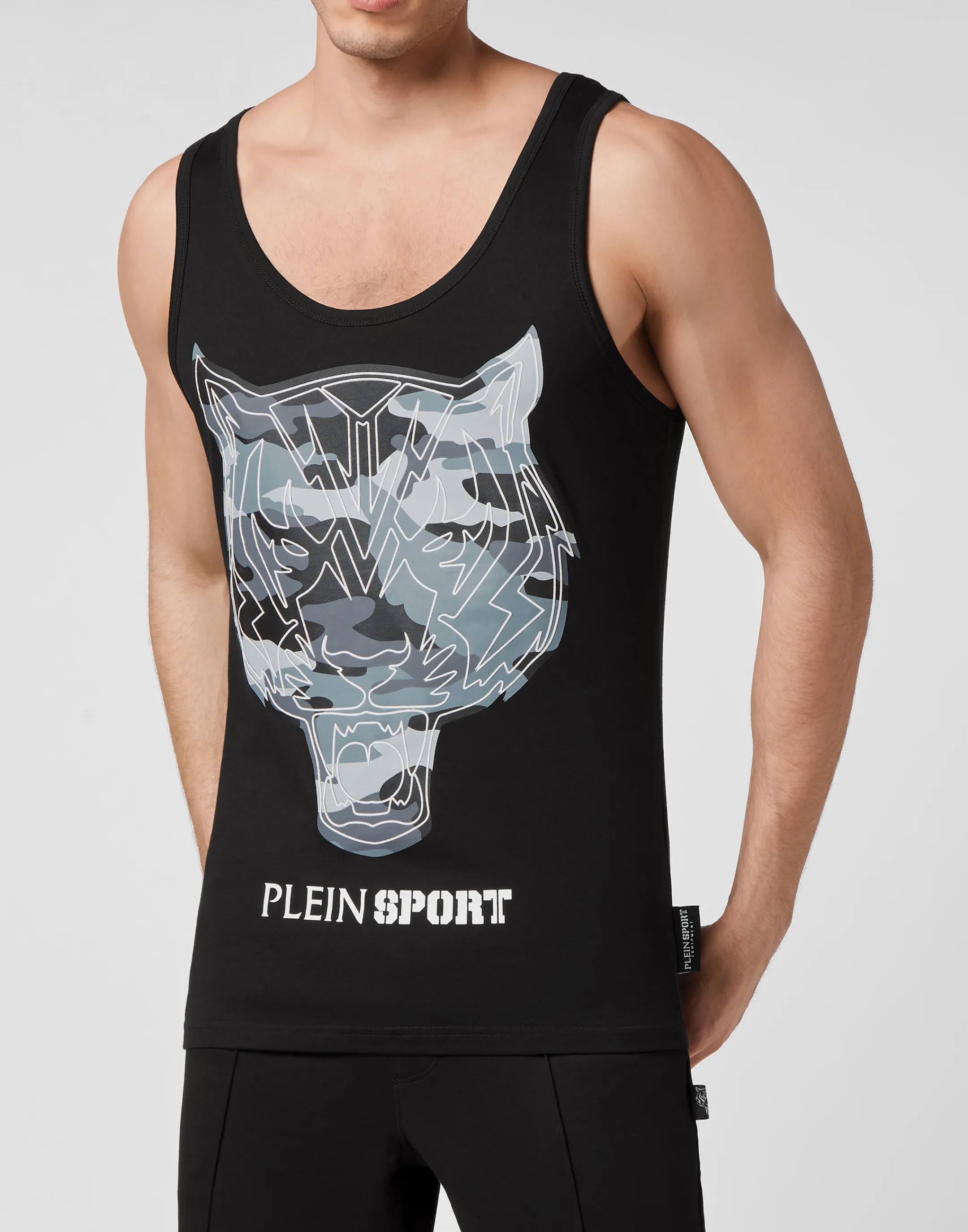 Shop Plein Sport Tank Top Tiger Black / White