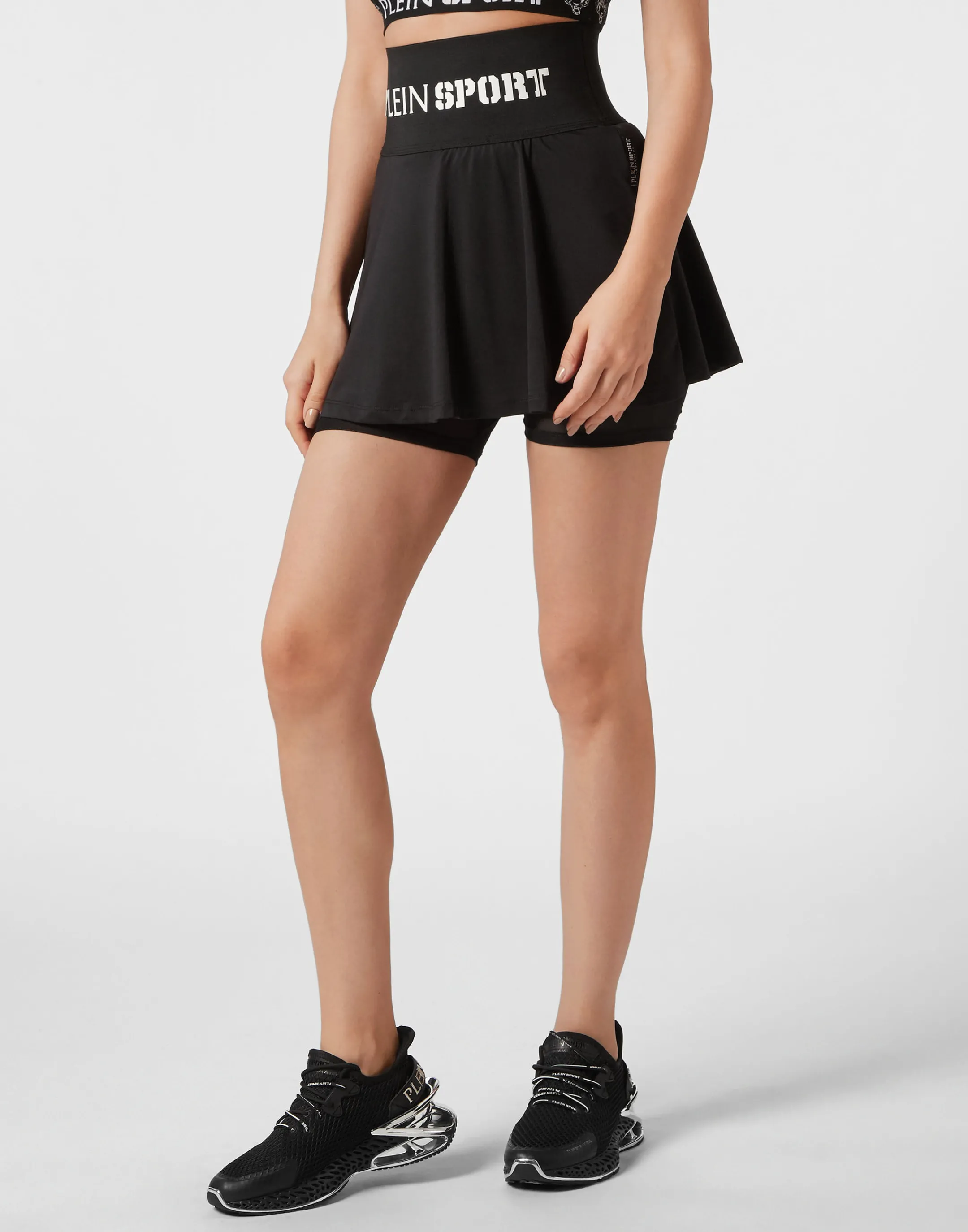 Outlet Plein Sport Tennis Skirt Baroque Tiger Black