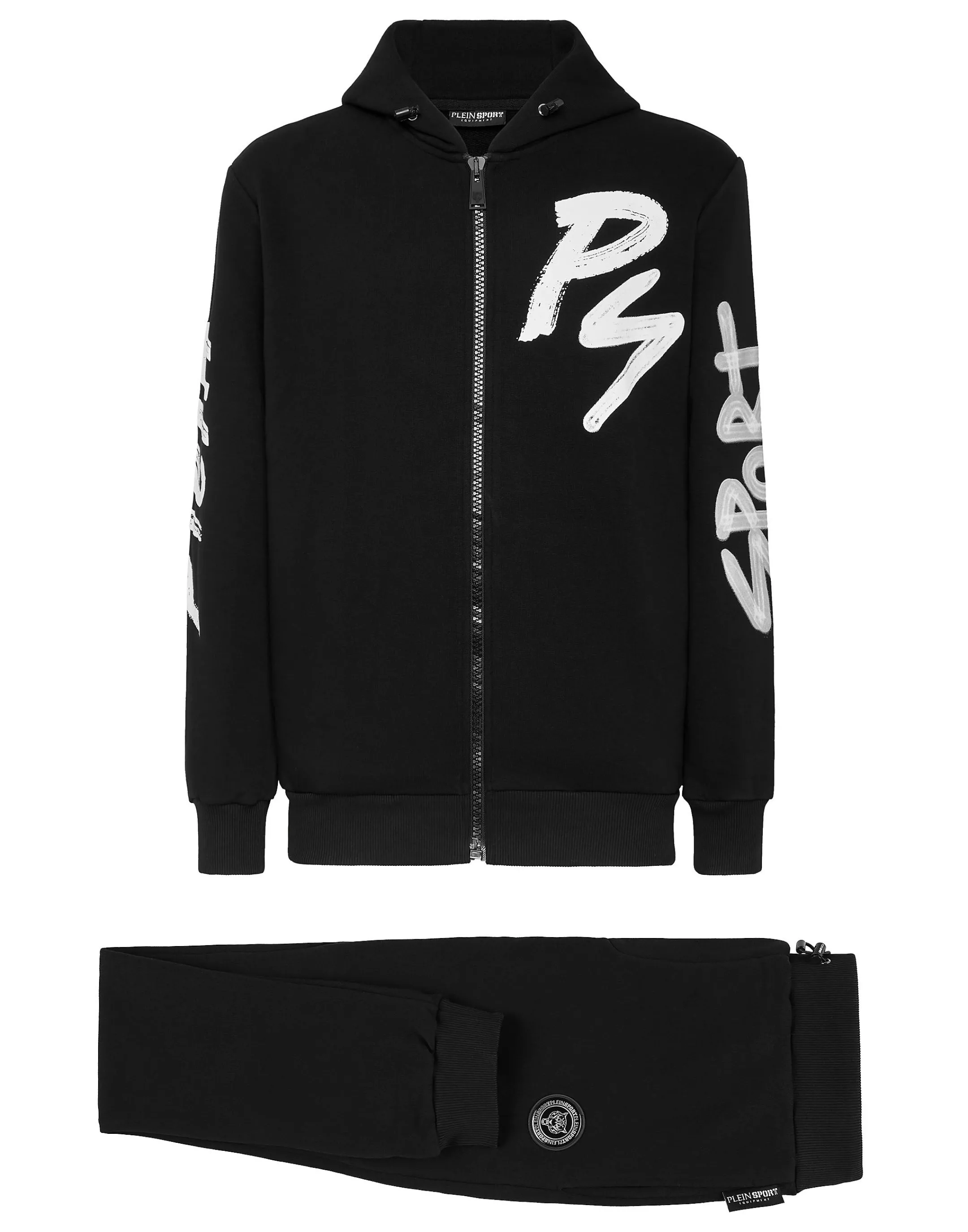 Flash Sale Plein Sport Tracksuit: Hoodie+Jogging Pants Stencil Tiger Street Fighter Black / White