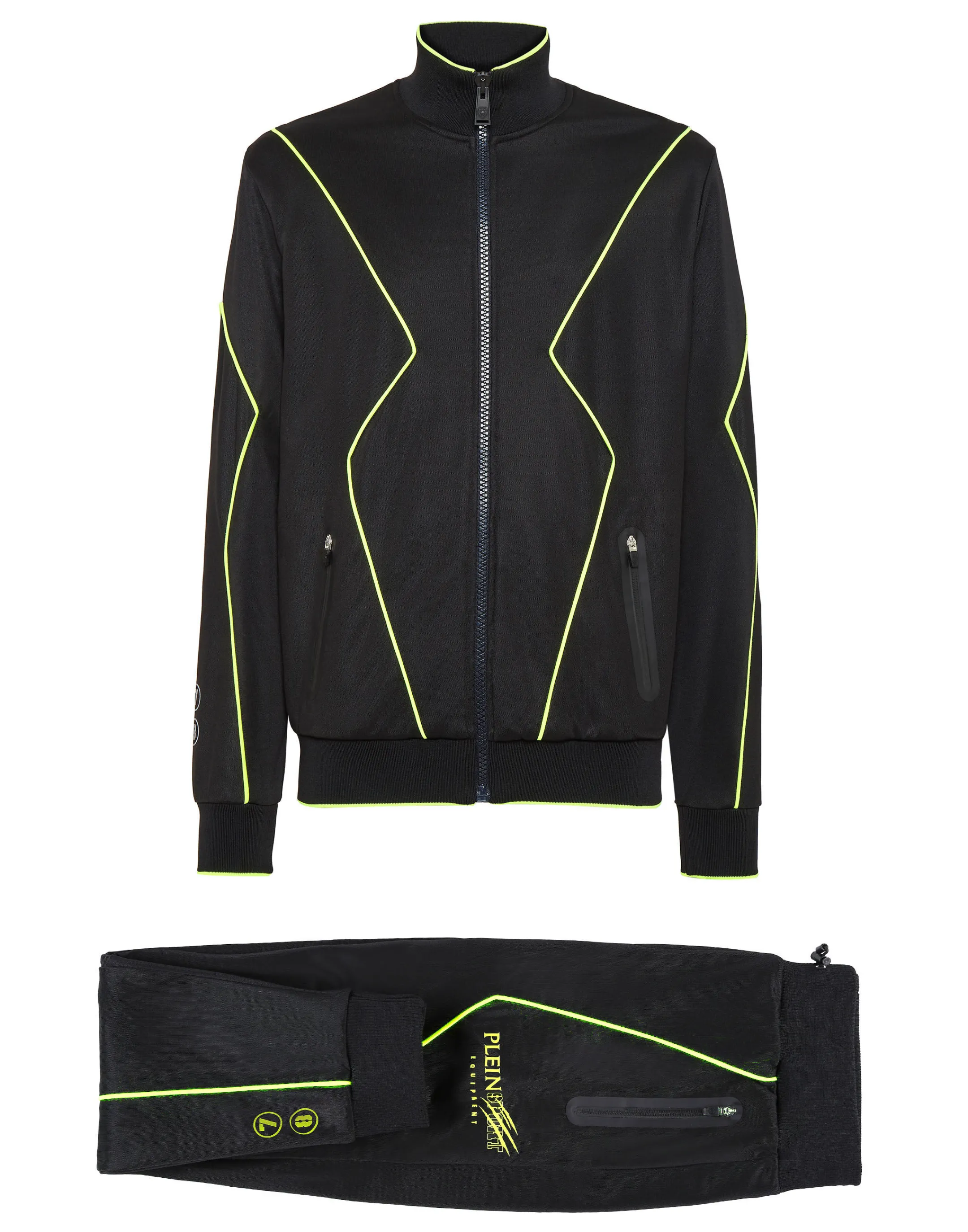 Clearance Plein Sport Tracksuit: Zip-Up Jacket + Jogging Pants Black