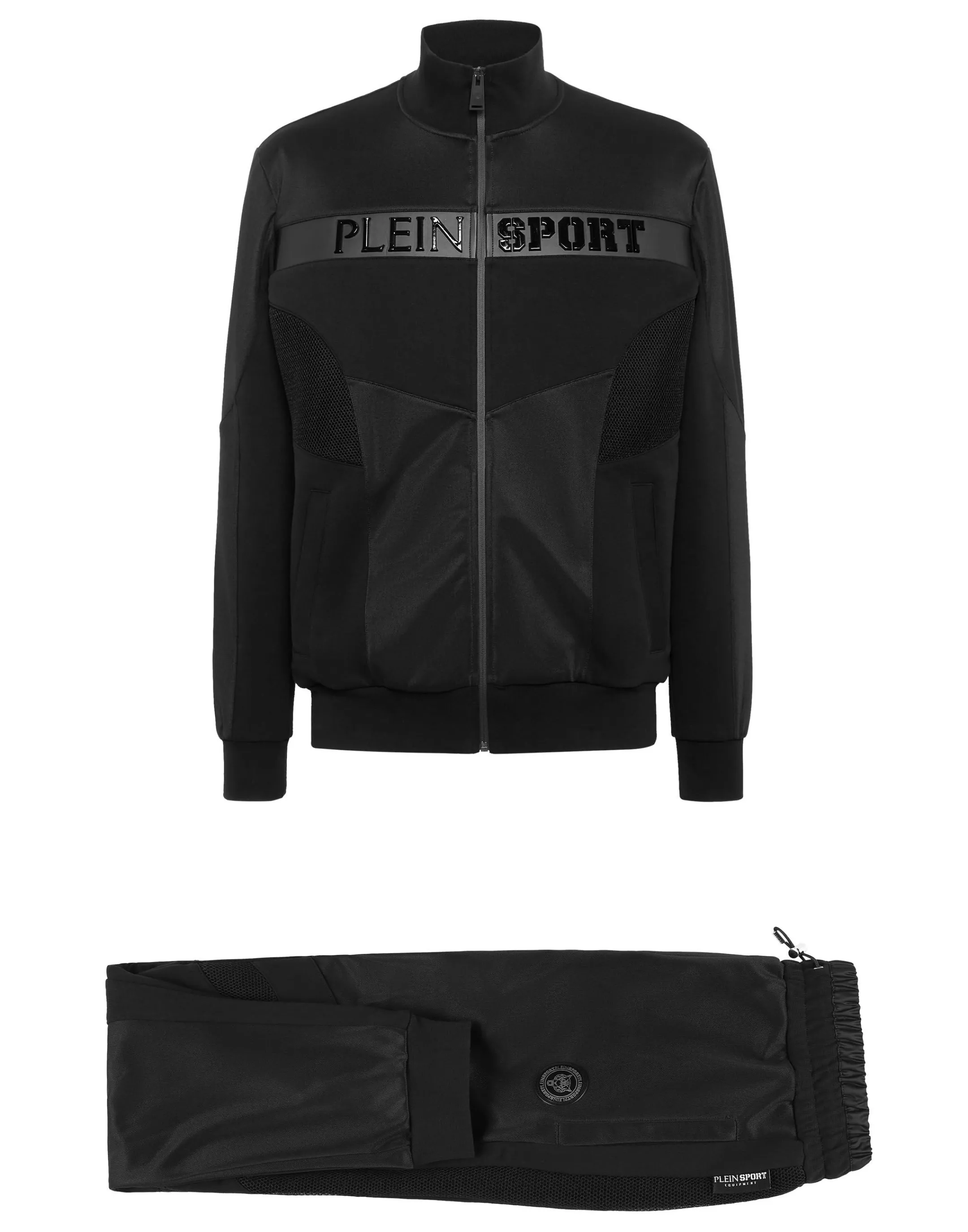 Hot Plein Sport Tracksuit: Zip-Up Jacket + Jogging Pants Statement Black / Black