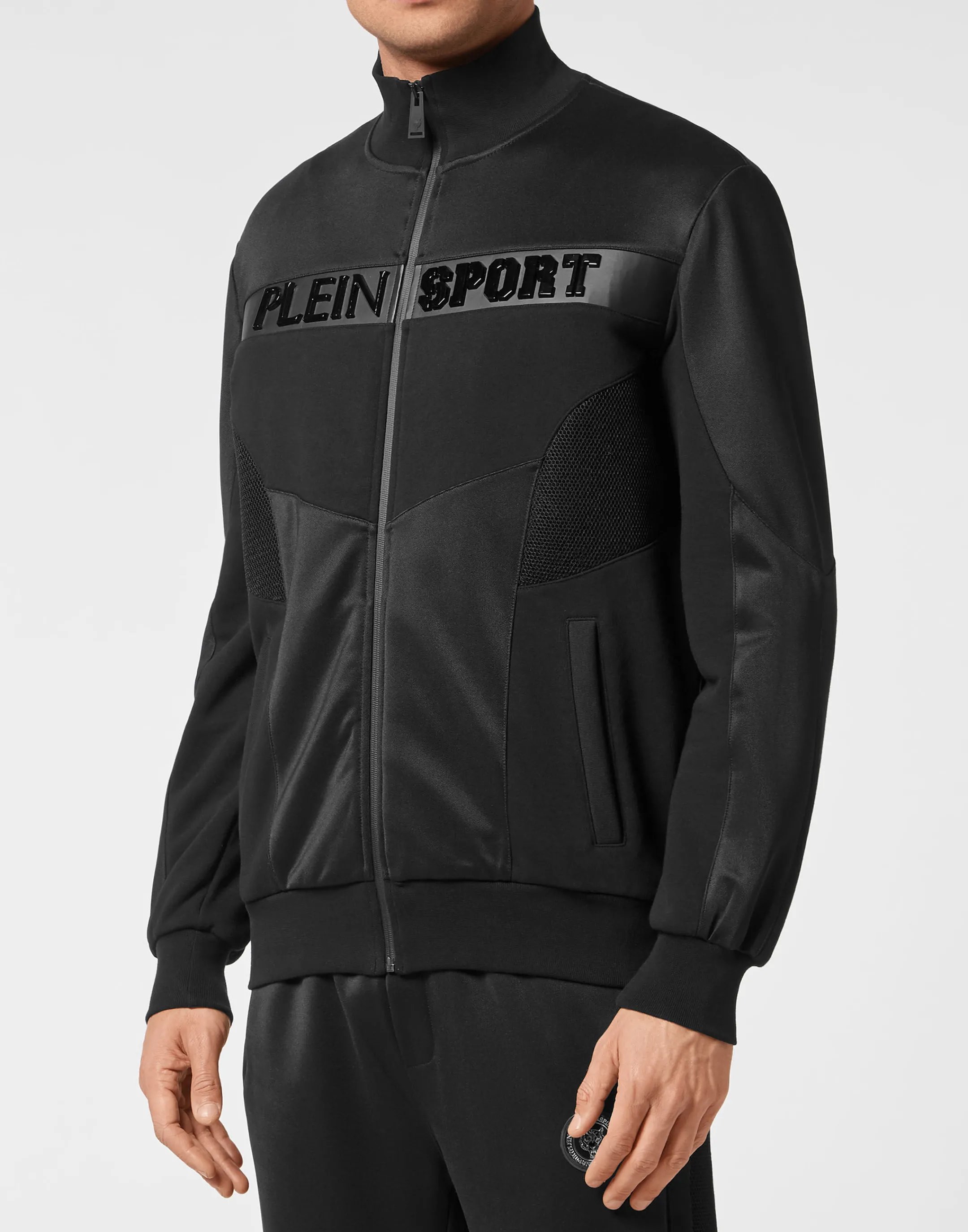 Hot Plein Sport Tracksuit: Zip-Up Jacket + Jogging Pants Statement Black / Black