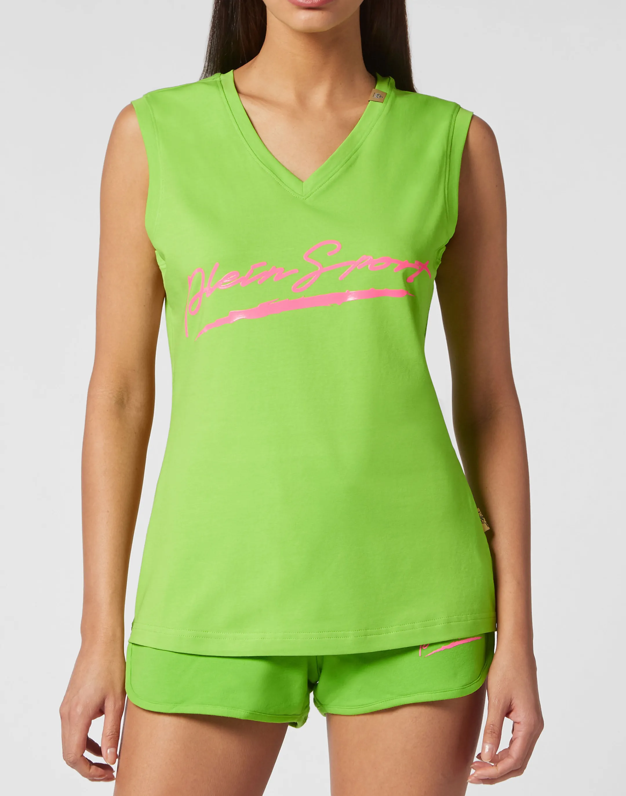 Outlet Plein Sport T-Shirt Round Neck Green Fluo